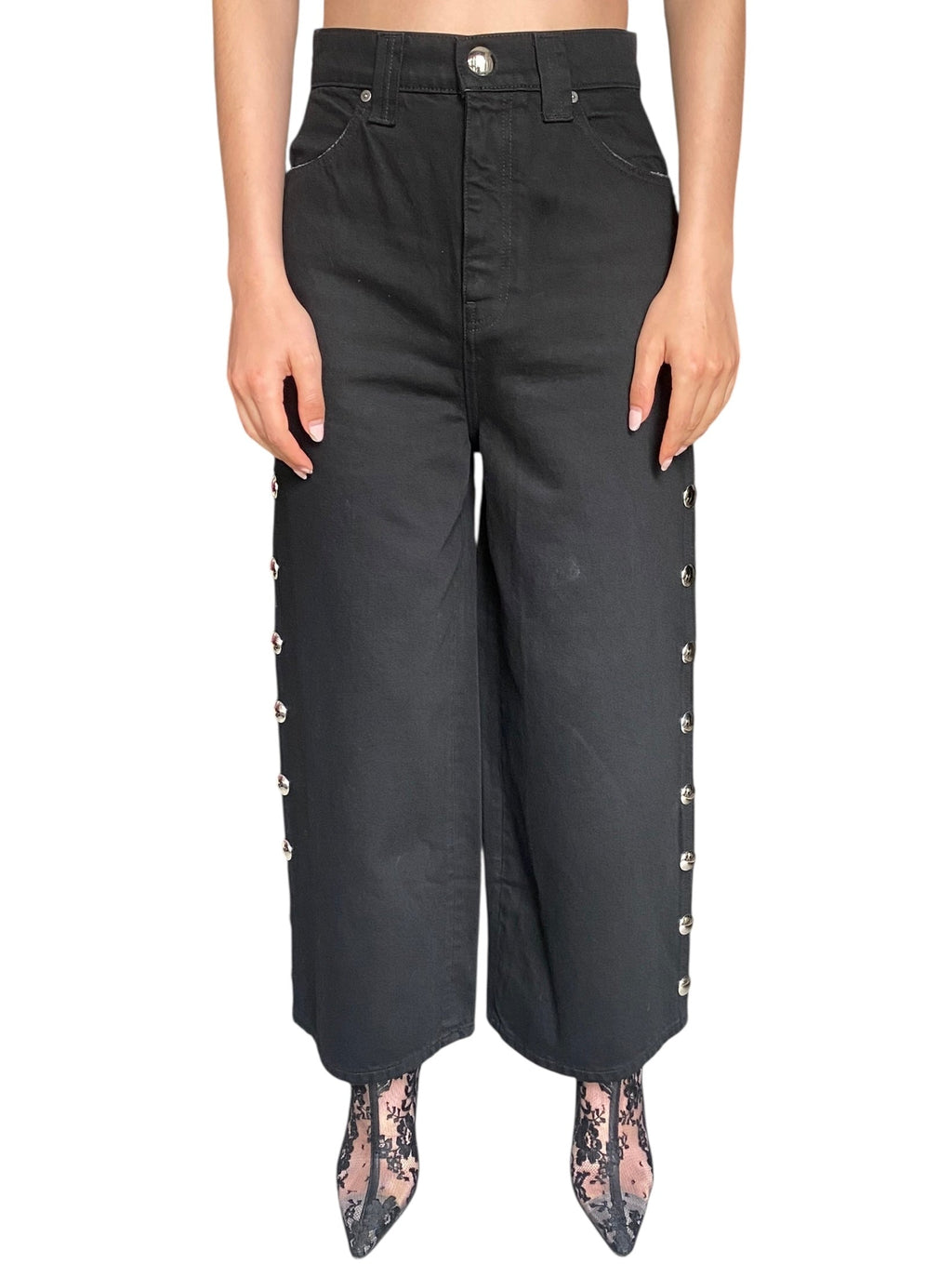Khaite Black "The Rapton" Studded Denim - W24