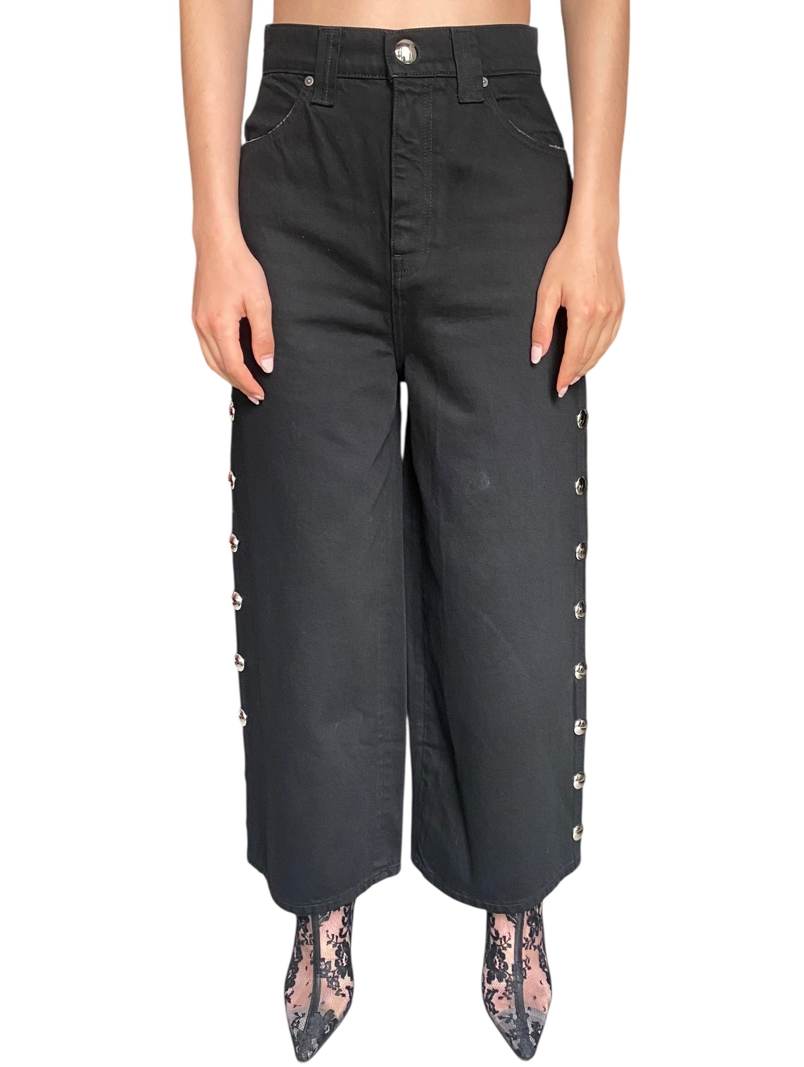 Khaite Black "The Rapton" Studded Denim - W24
