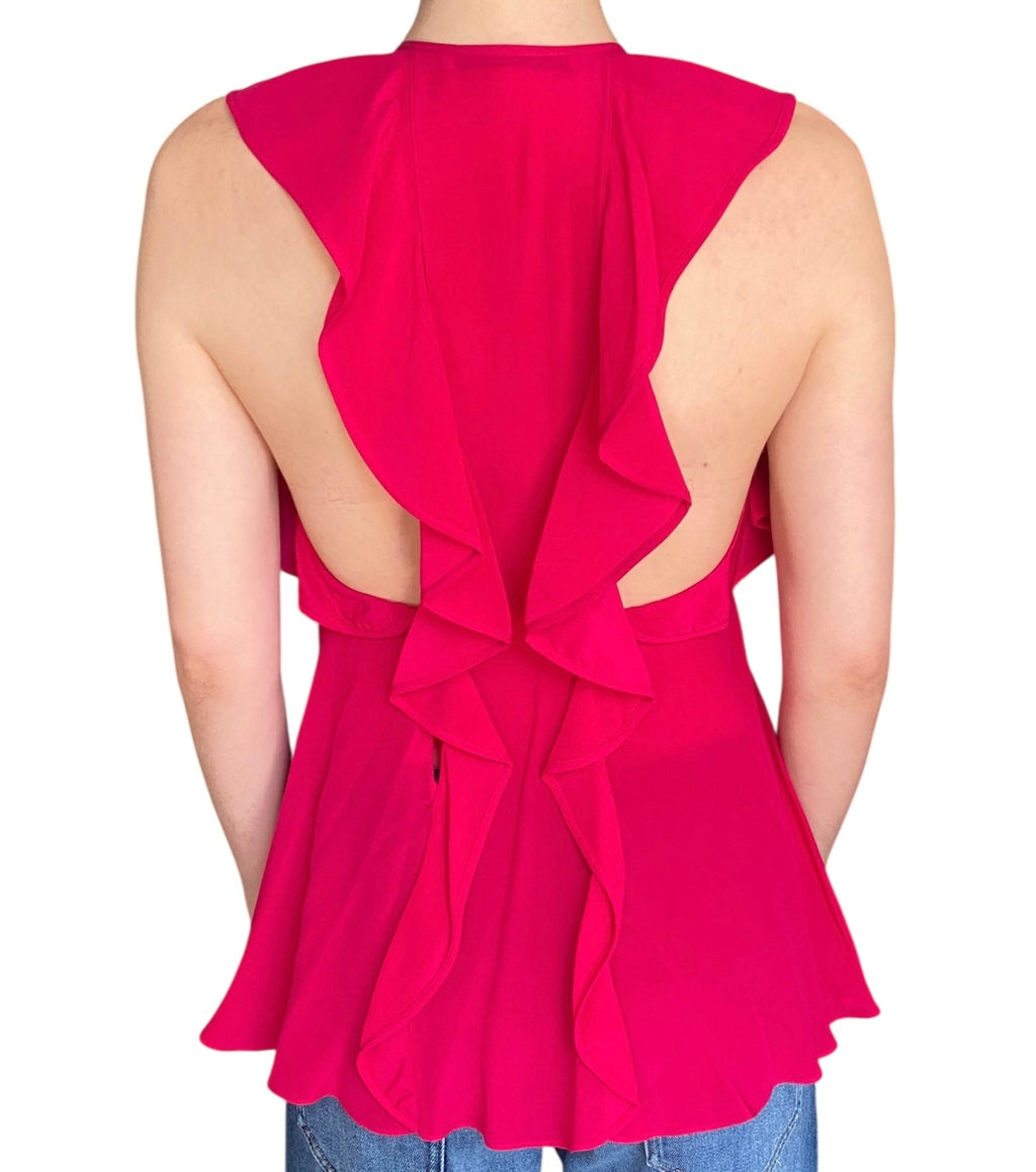 Givenchy Pink Silk Ruffle Tank - 38 / US 4
