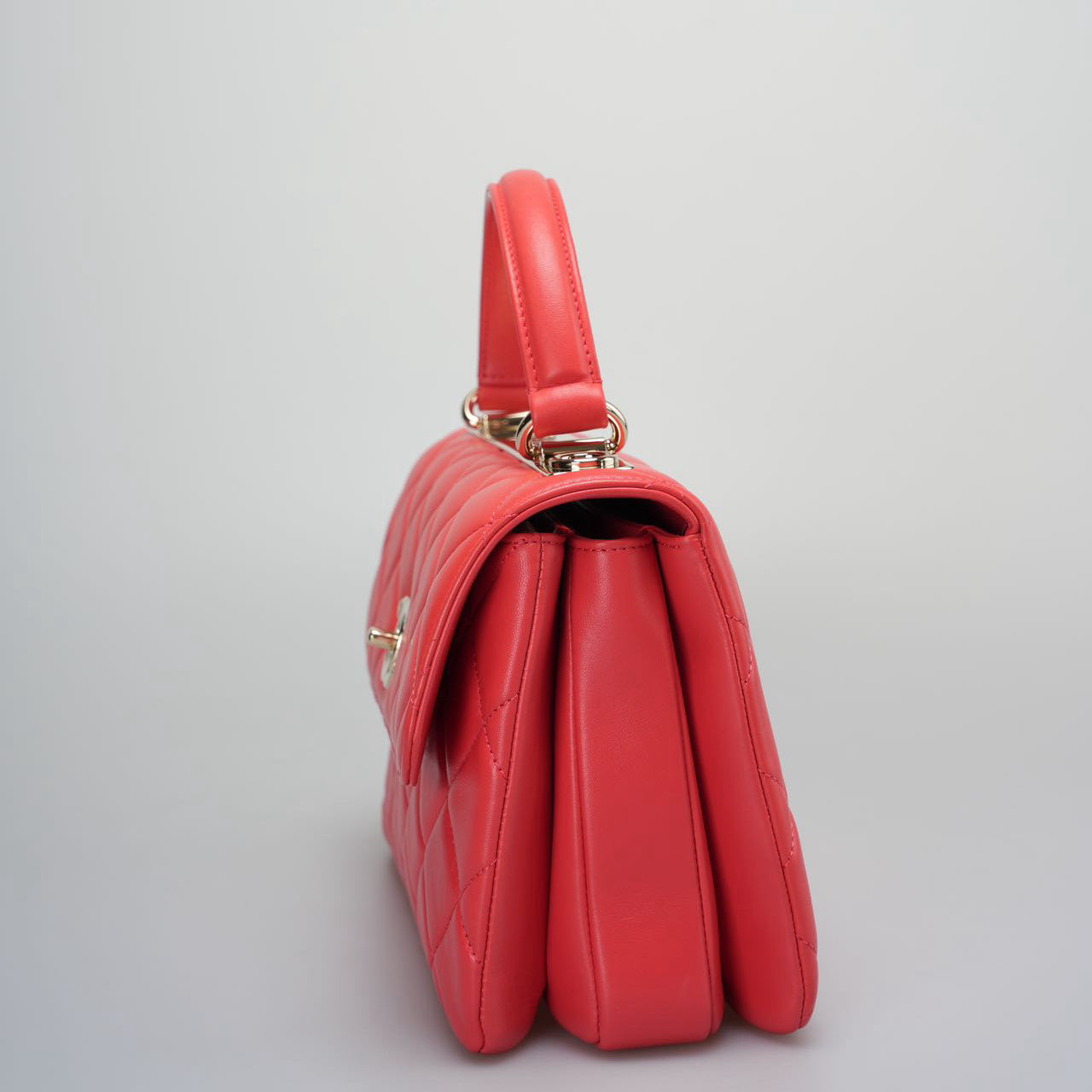 Chanel Red Small Trendy CC Bag In Lambskin Leather With Champagne Gold Hardware