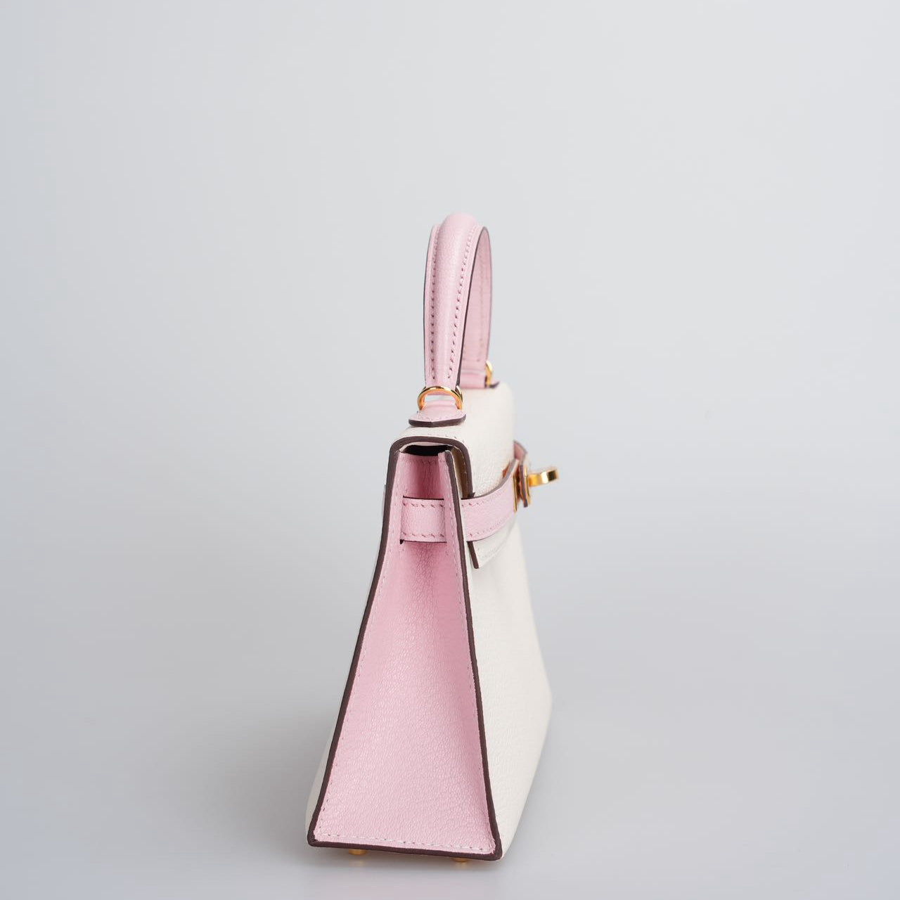 Hermes Mini Kelly 20cm HSS in Chèvre Mysore Nata with Rose Sakura