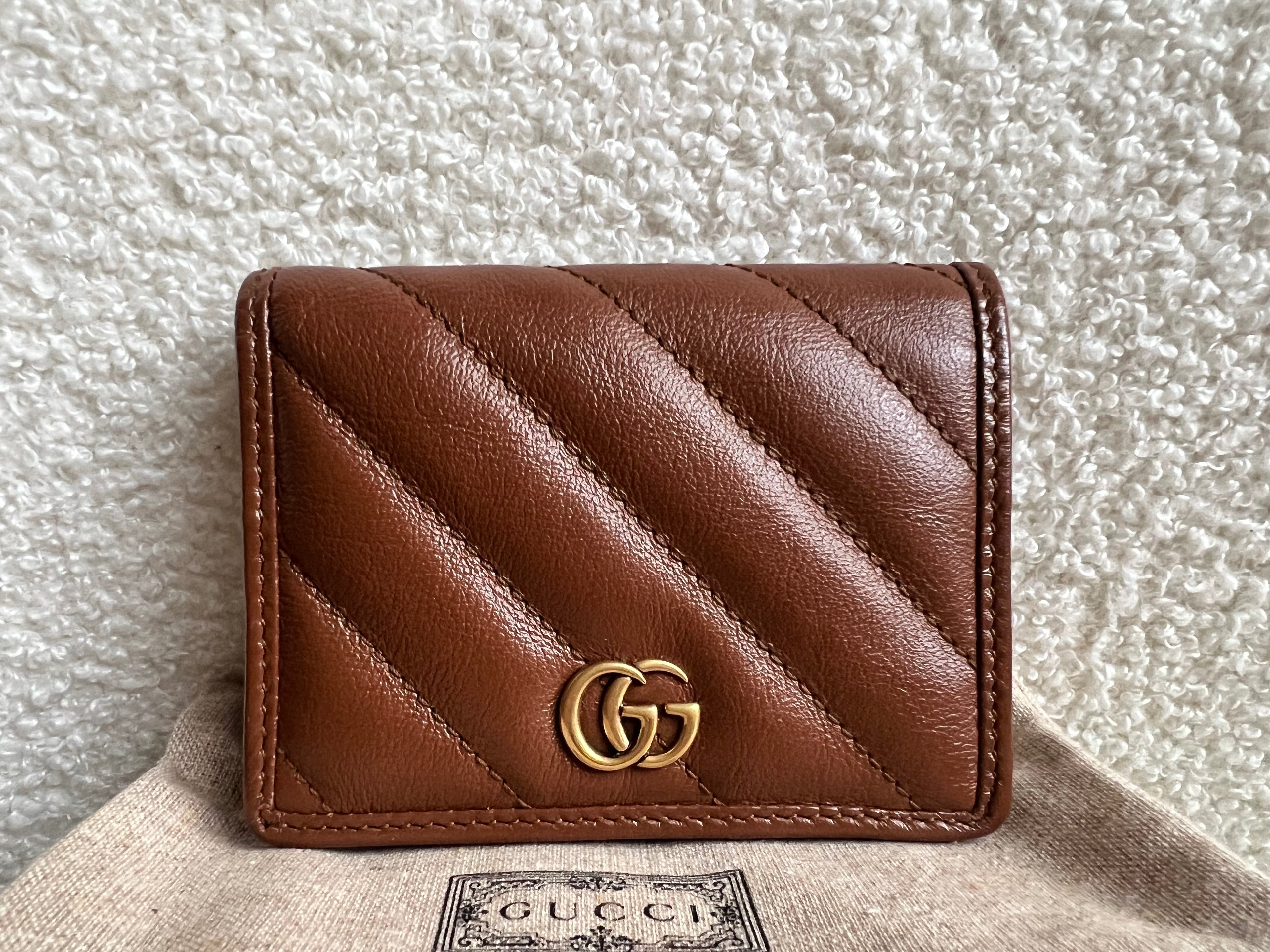 Gucci GG Brown Marmont Matelassé  Case Wallet (RRP £380)