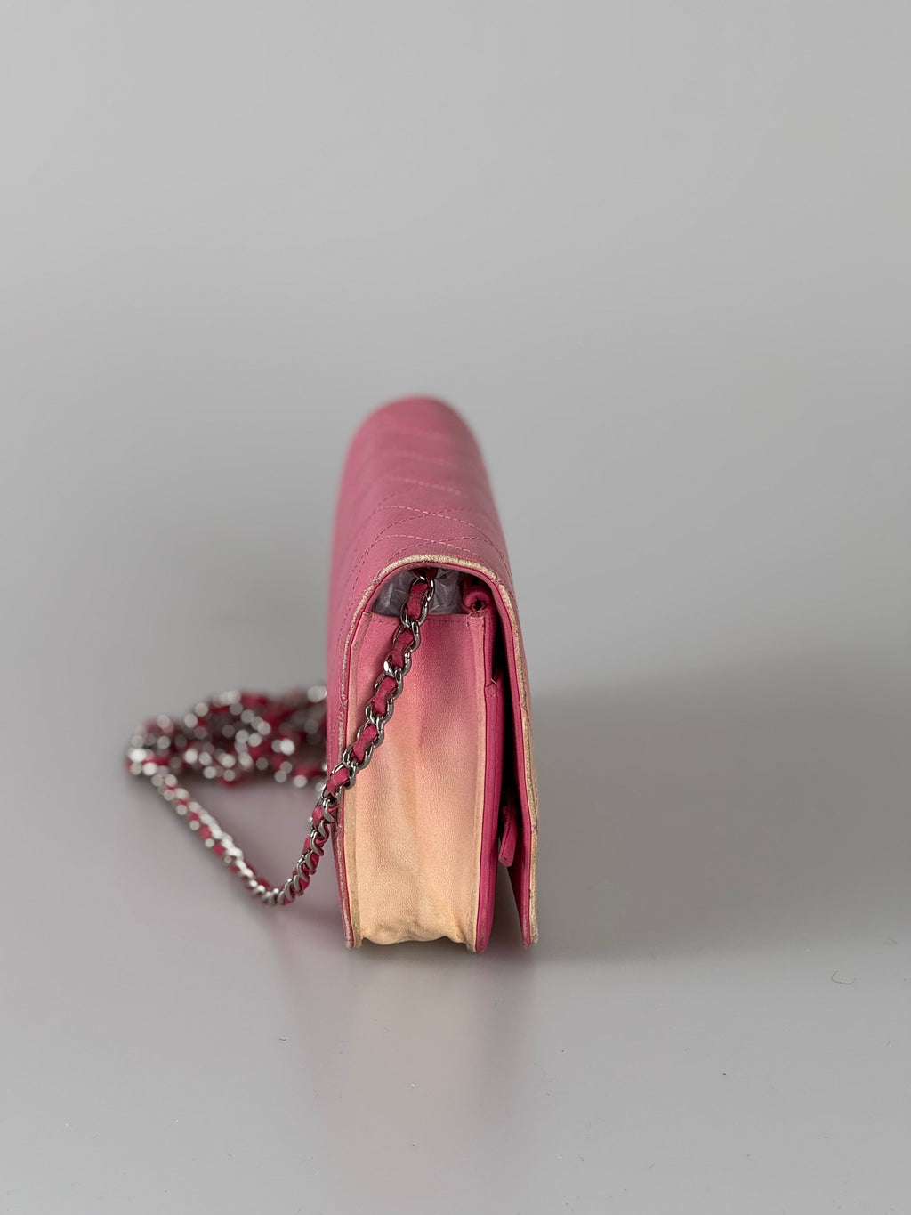 Chanel Wallet on Chain WOC Dark Pink Faded Lambskin