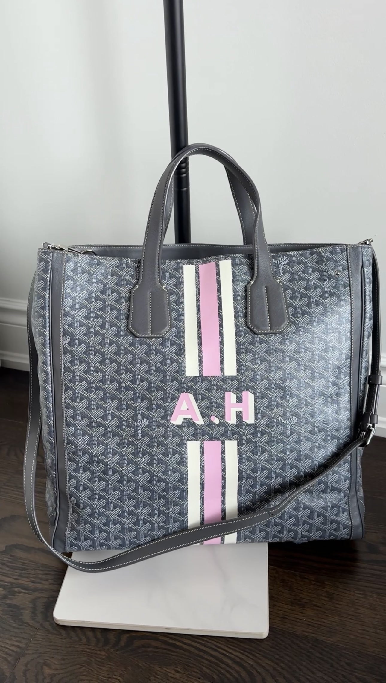 Goyard Grey Voltaire Satchel Tote Bag and Passport Holder Set