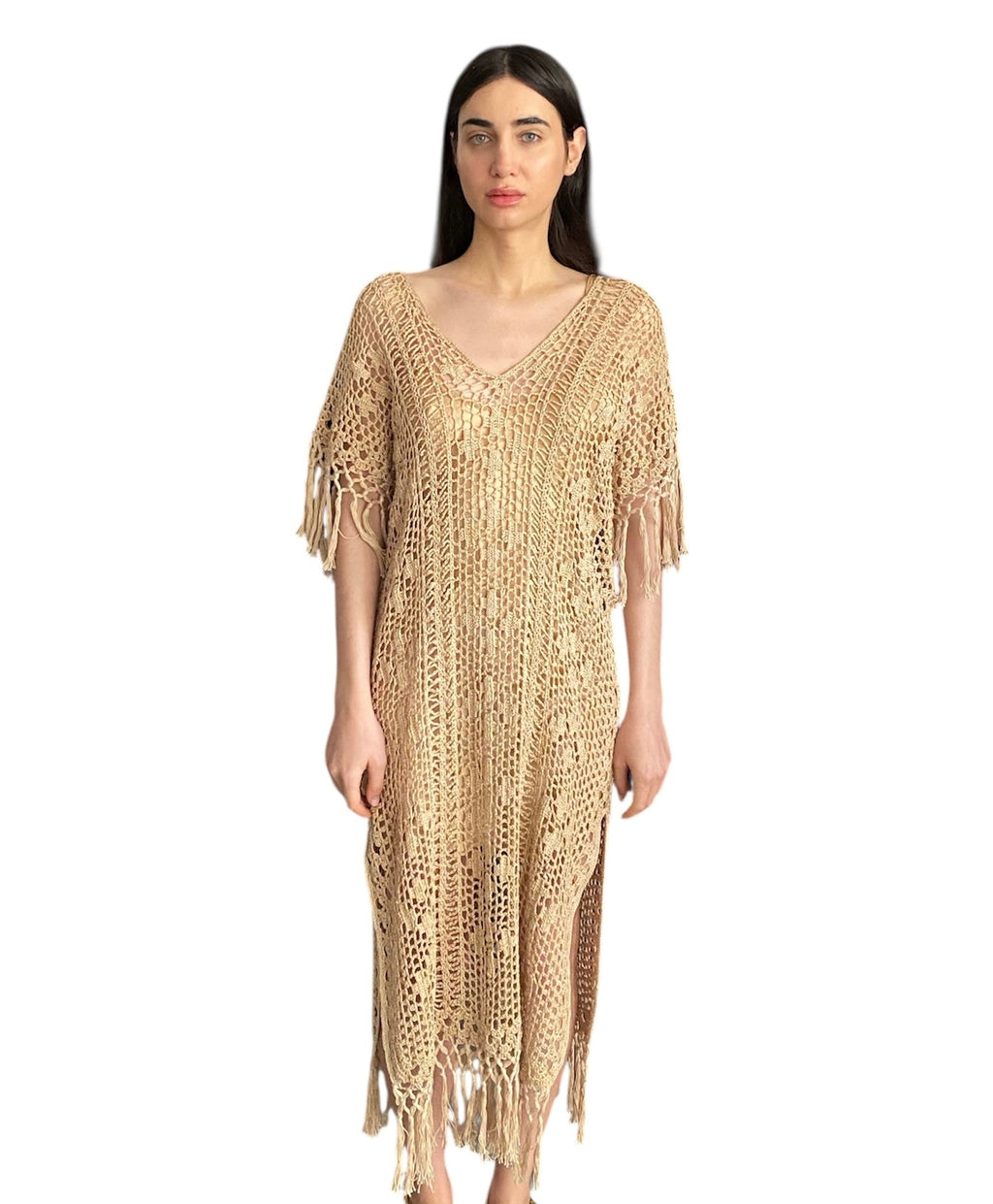 Anna Kosturova Crochet Kaftan Dress - S / M