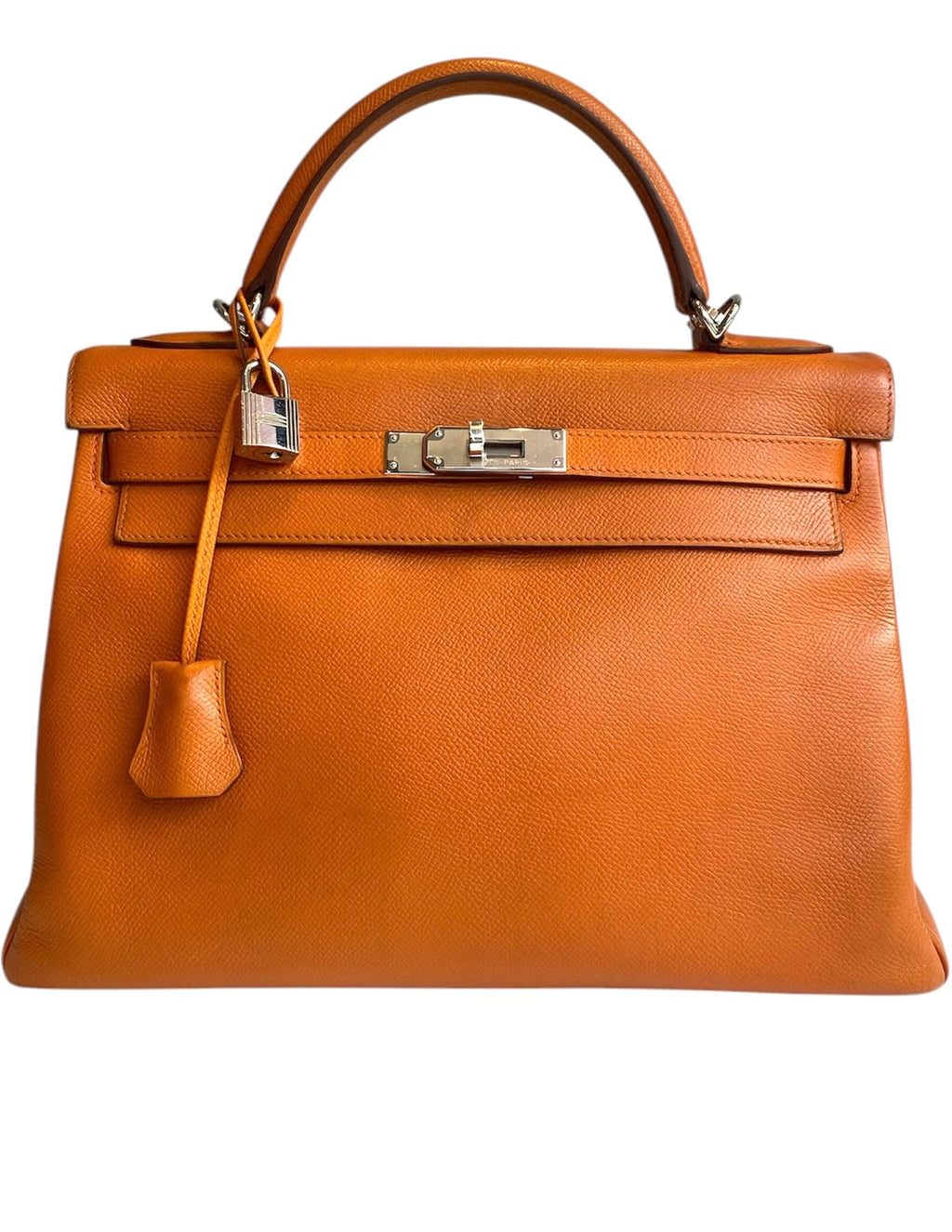 Hermes Orange Epsom Kelly 32 Retourne PHW Bag