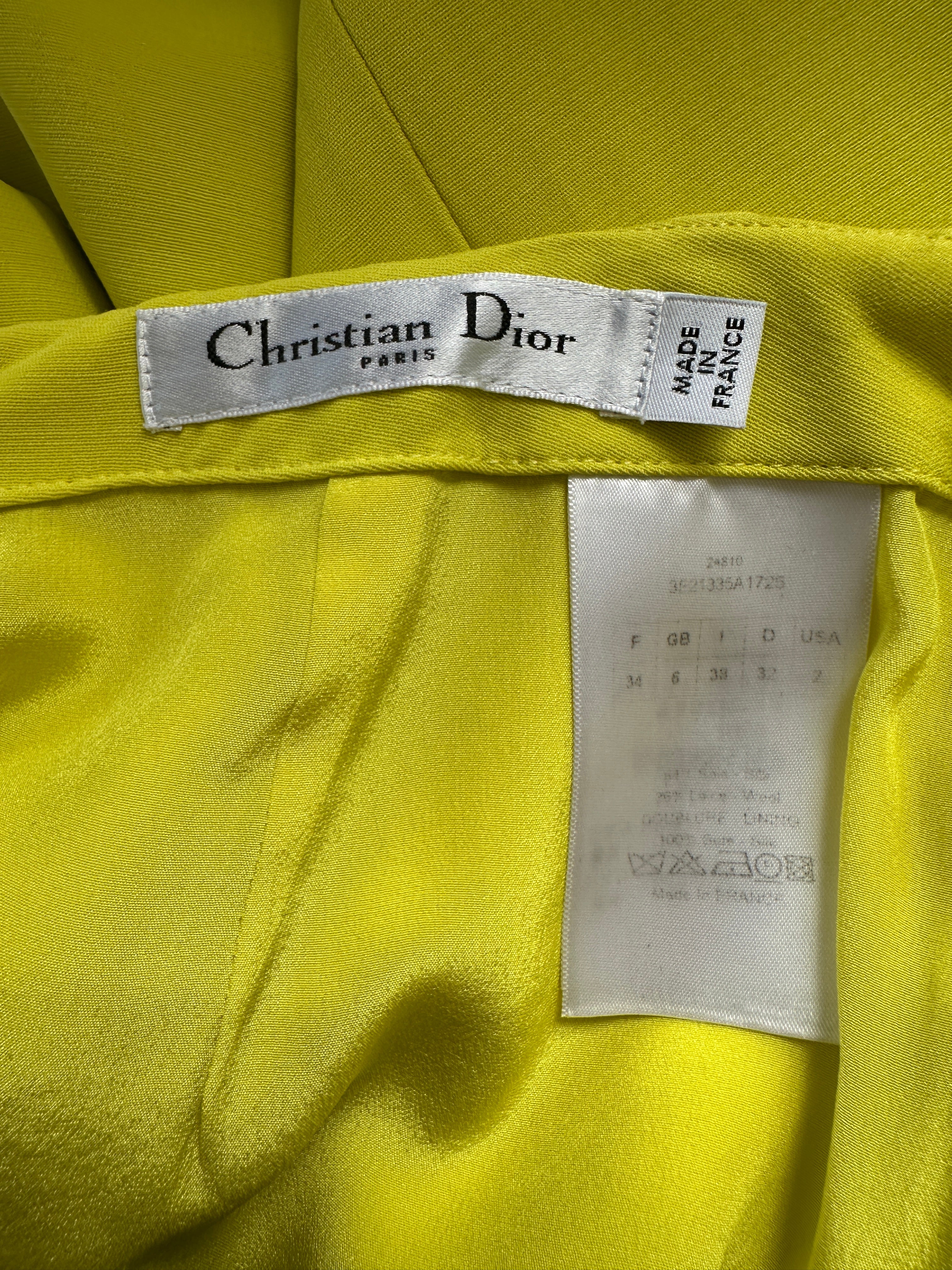 Christian Dior Lime Green Open Maxi Skirt with Pockets FR 34 (UK 6)
