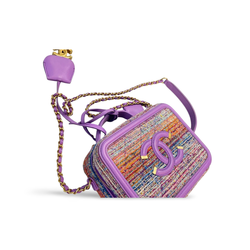 Chanel Tweed Vanity Case Bag with Gold Hardware Small Multi-Color