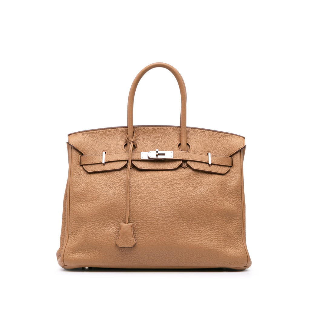 Birkin Handbag Brown Clemence with Palladium Hardware 35