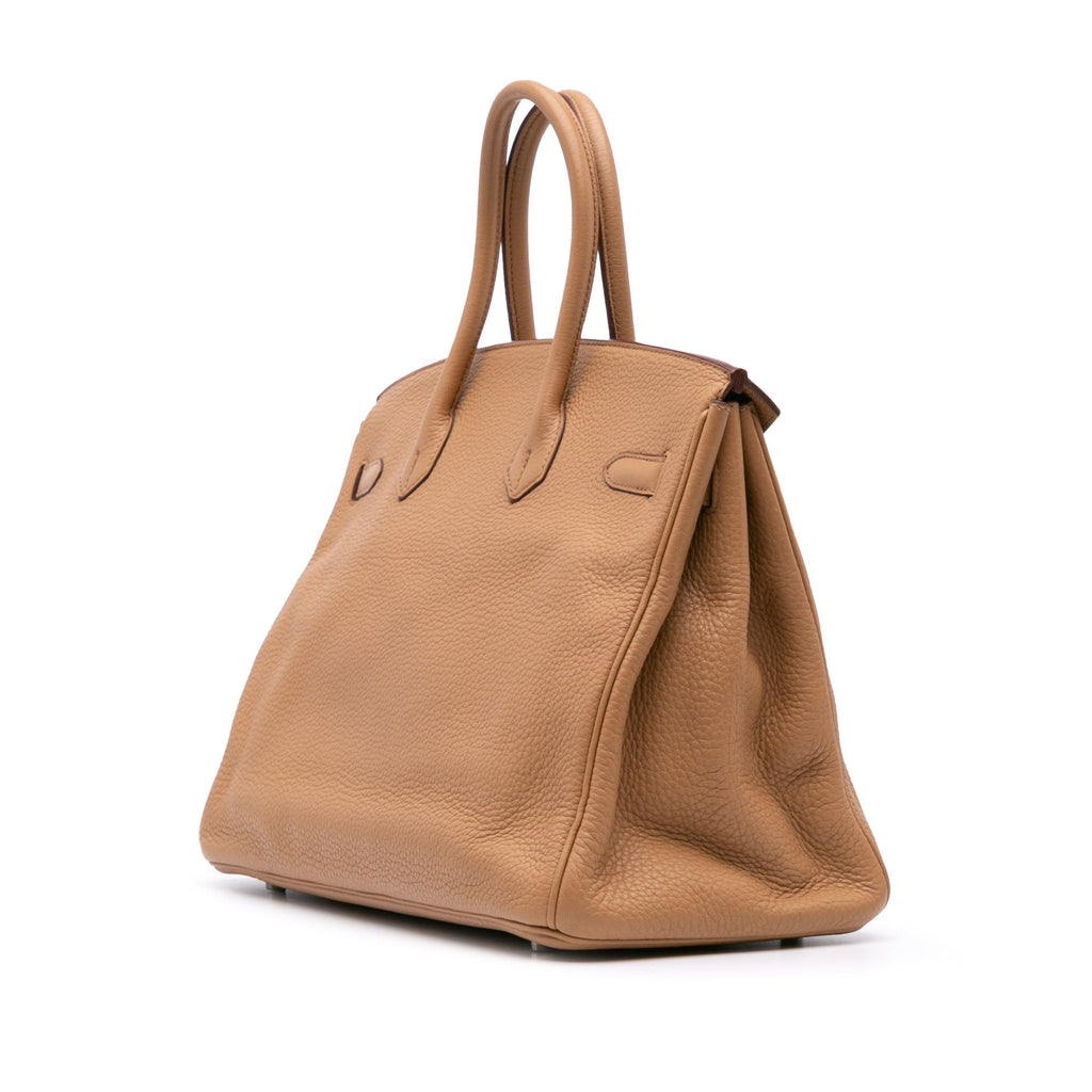 Birkin Handbag Brown Clemence with Palladium Hardware 35