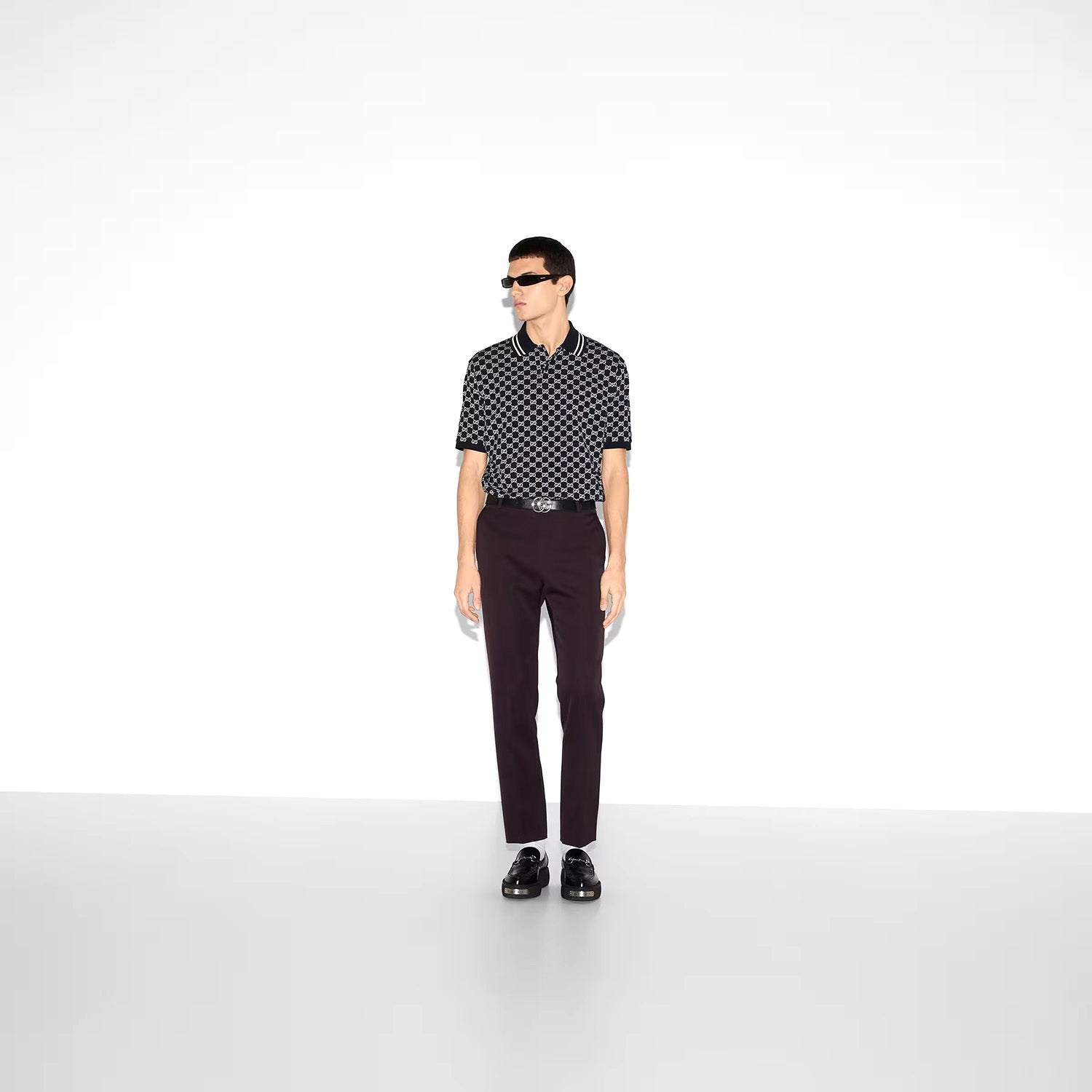 Gg Cotton Piquet Jacquard Polo Shirt