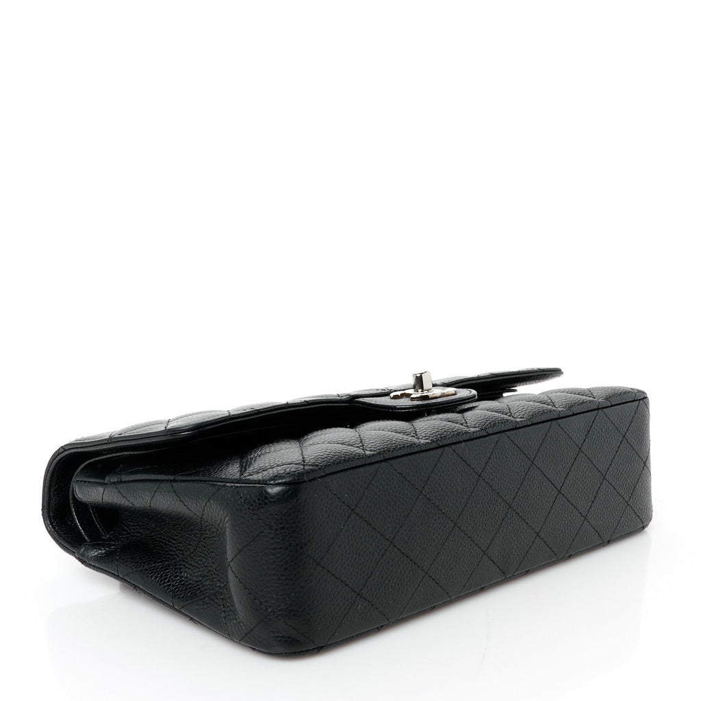 Caviar Quilted Medium Double Flap Black