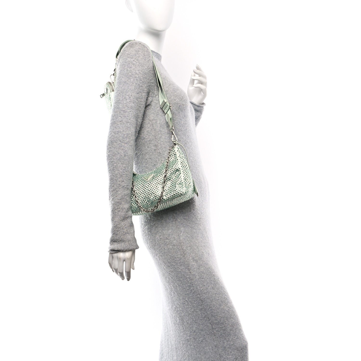Satin Crystal Re-Edition 2005 Shoulder Bag Acqua
