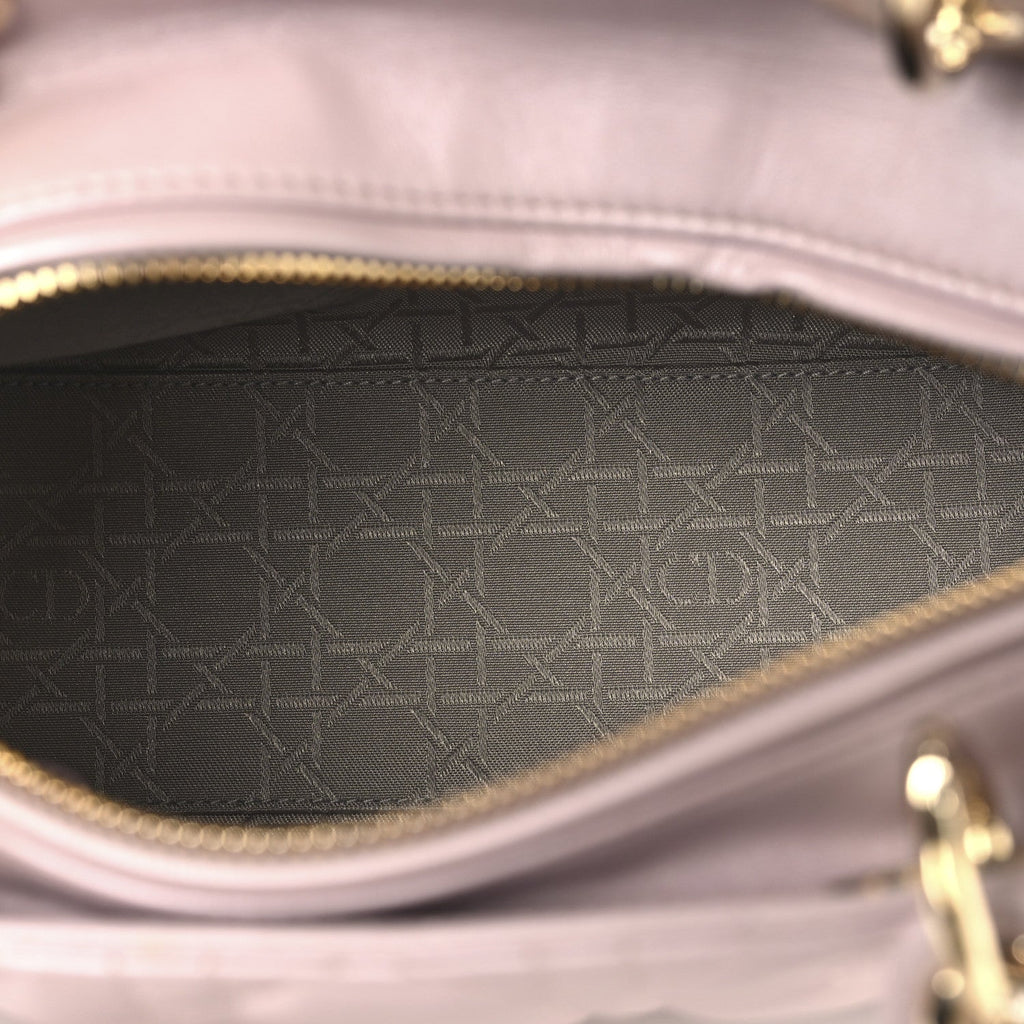 Pearly Lambskin Cannage Medium Lady Dior Lotus