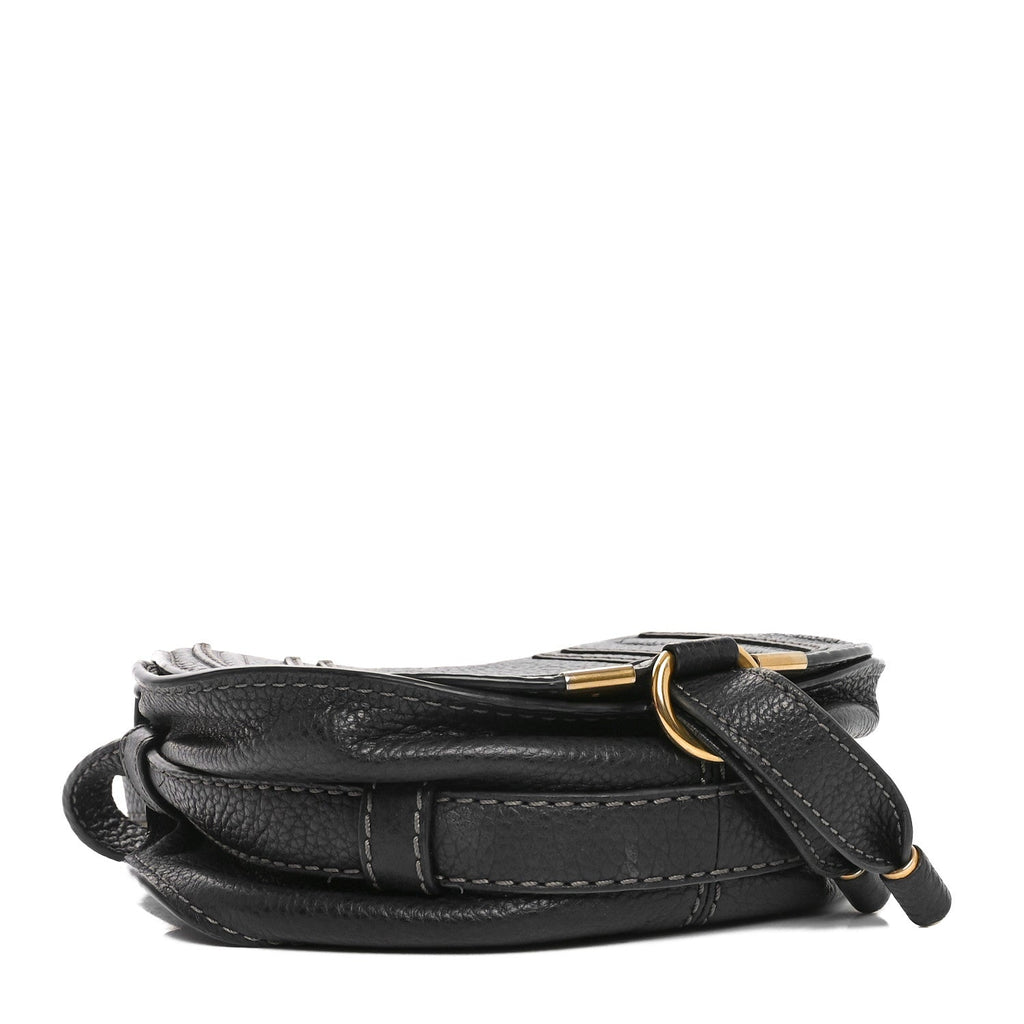 Calfskin Mini Marcie Round Crossbody Bag Black