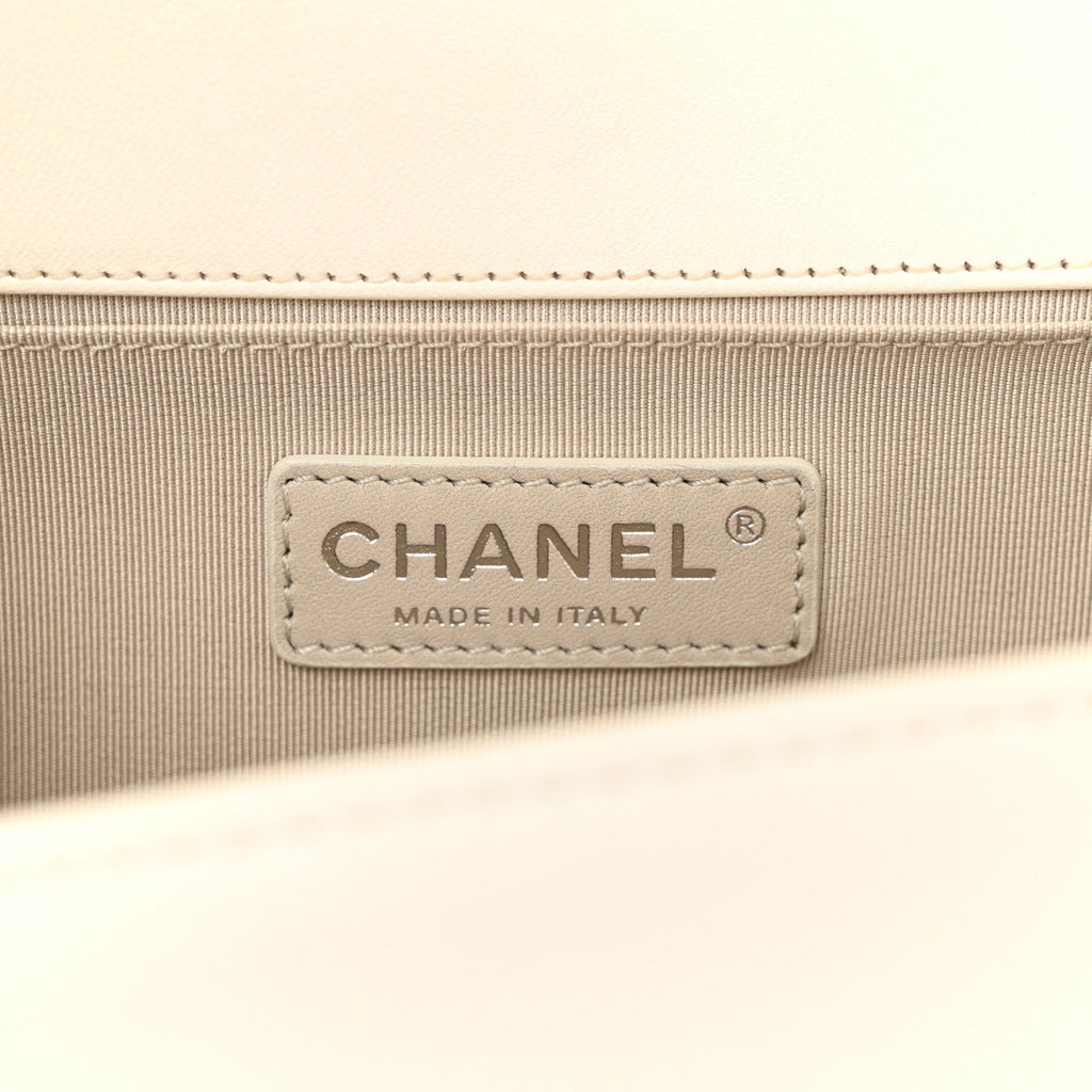 Lambskin Perforated Medium Boy Flap White