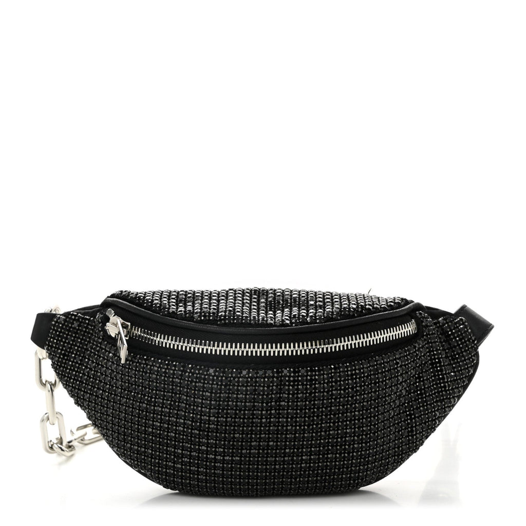 Rhinestone Mesh Mini Attica Belt Bag Black