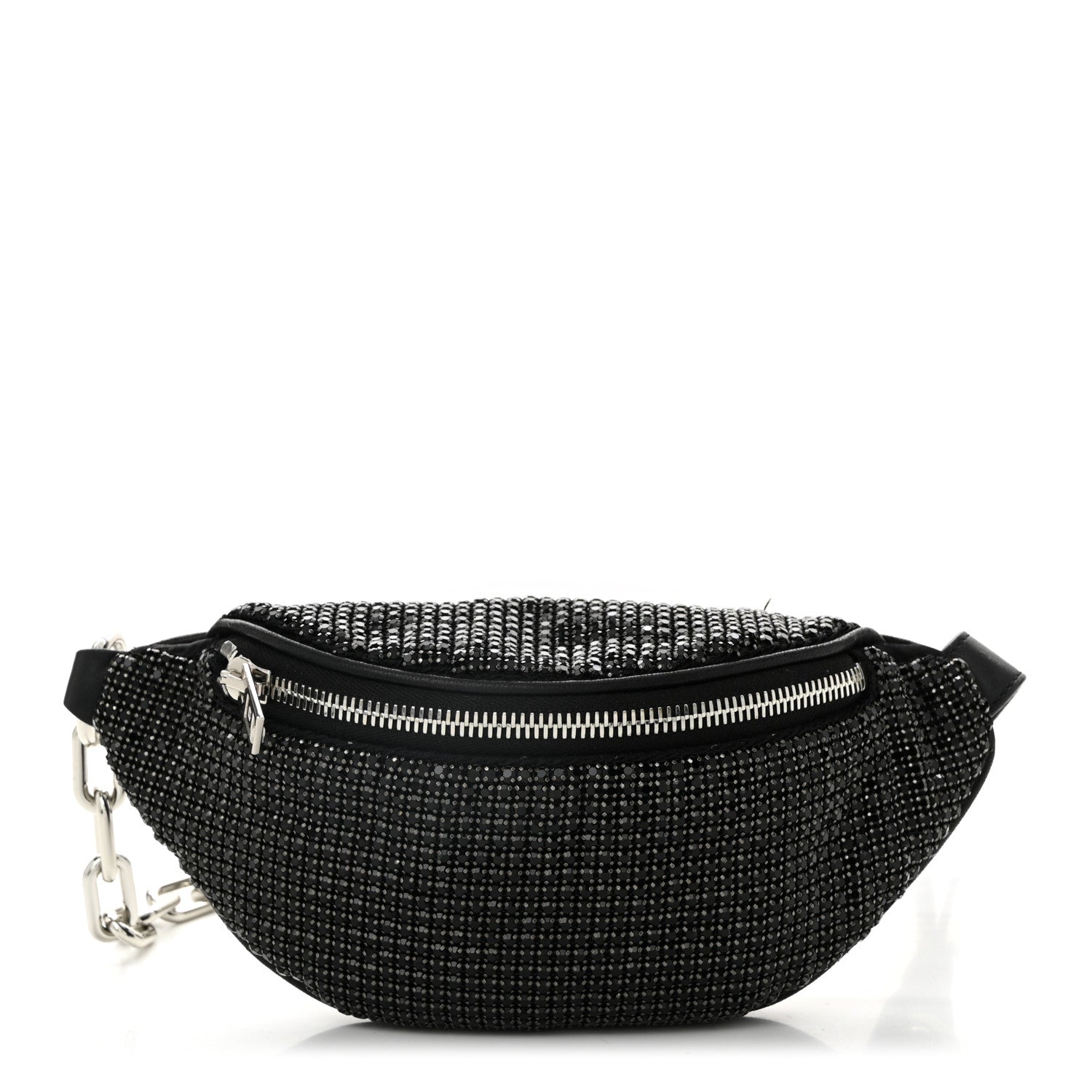 Rhinestone Mesh Mini Attica Belt Bag Black