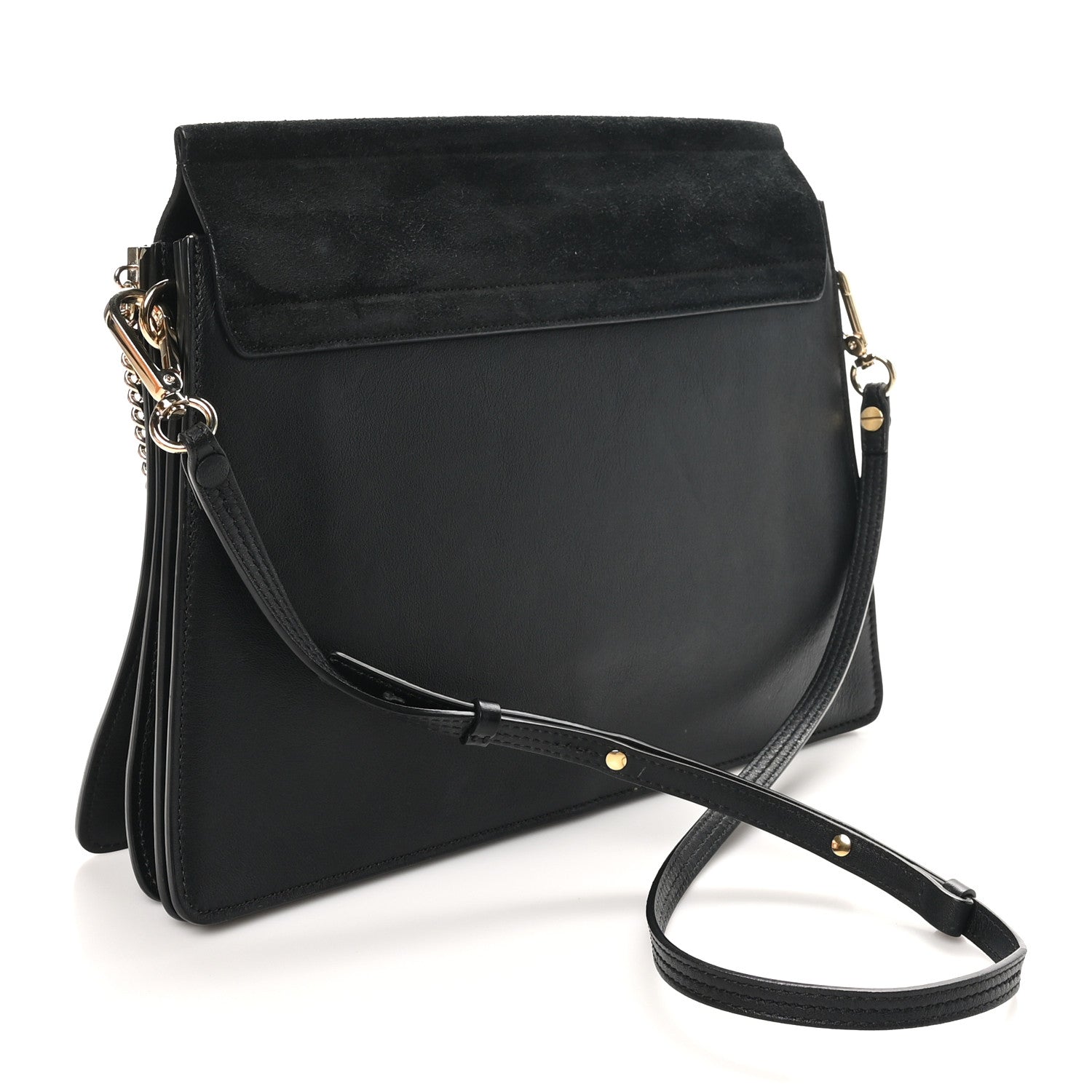 Suede Calfskin Medium Faye Shoulder Bag Black