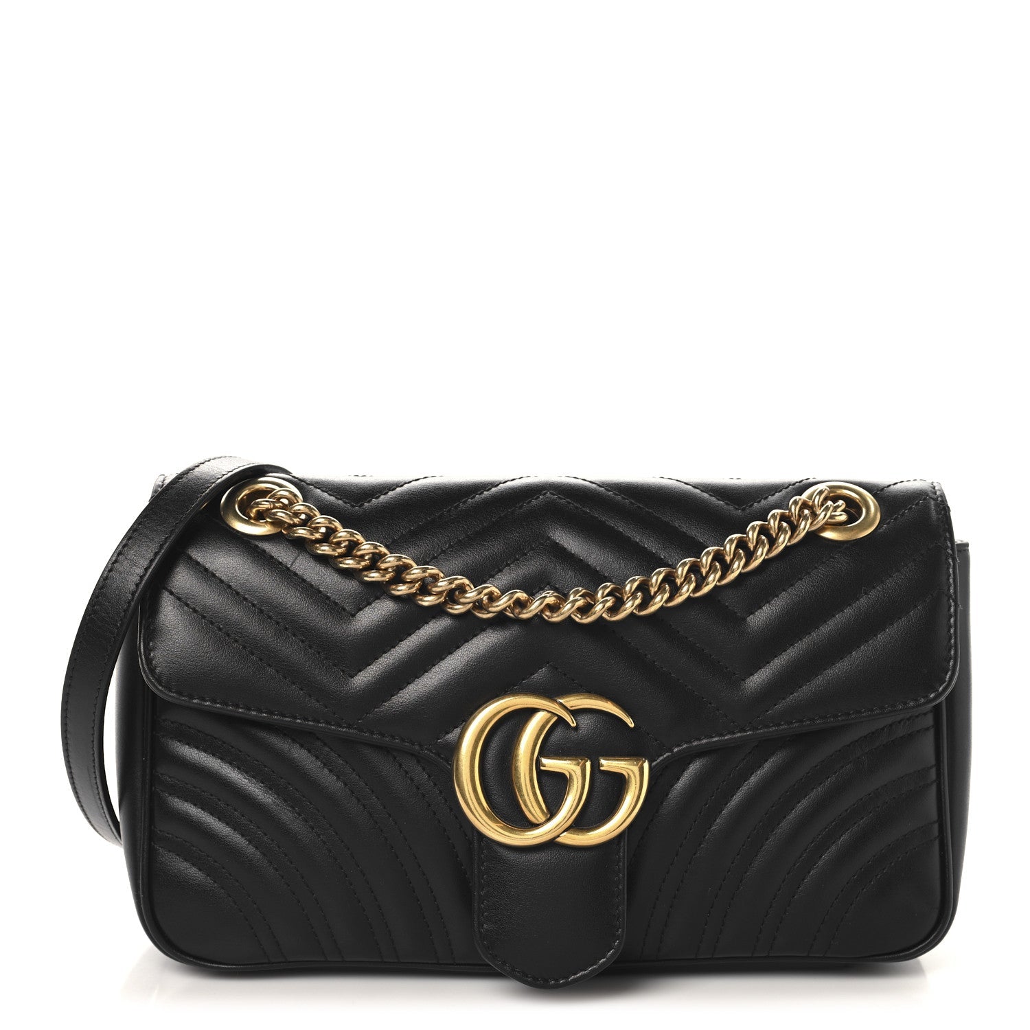 Calfskin Matelasse Small GG Marmont Shoulder Bag Black