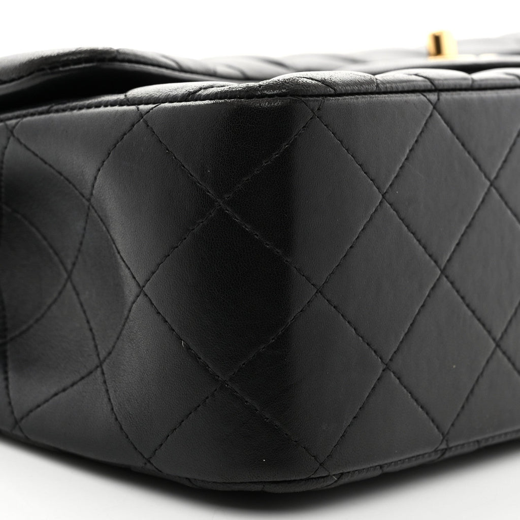 Lambskin Quilted Jumbo Double Flap Black