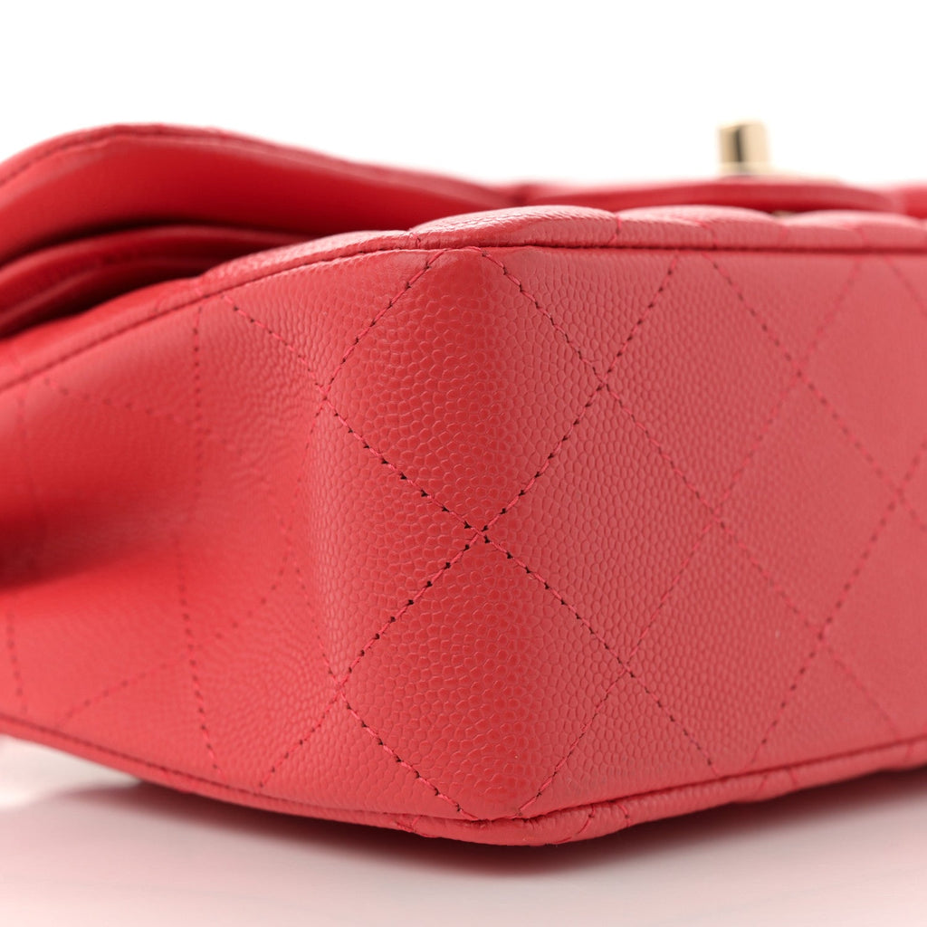 Caviar Quilted Small Double Flap Red