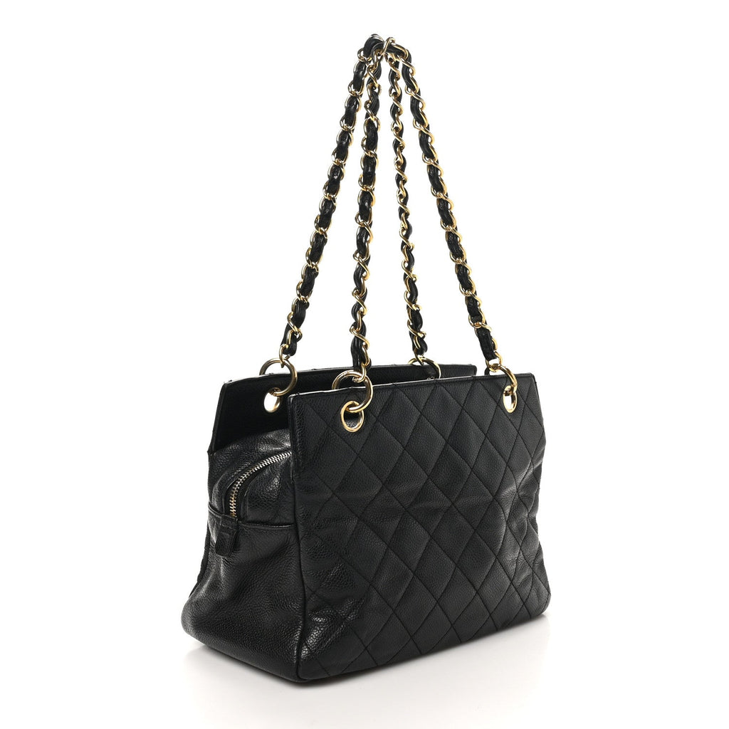 Caviar Quilted Petit Timeless Tote PTT Black