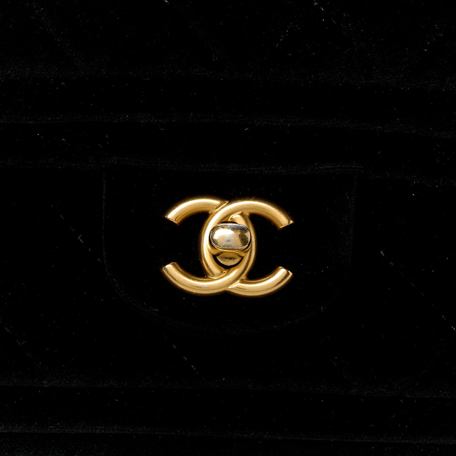 Velvet Quilted Double Frame Flap Black