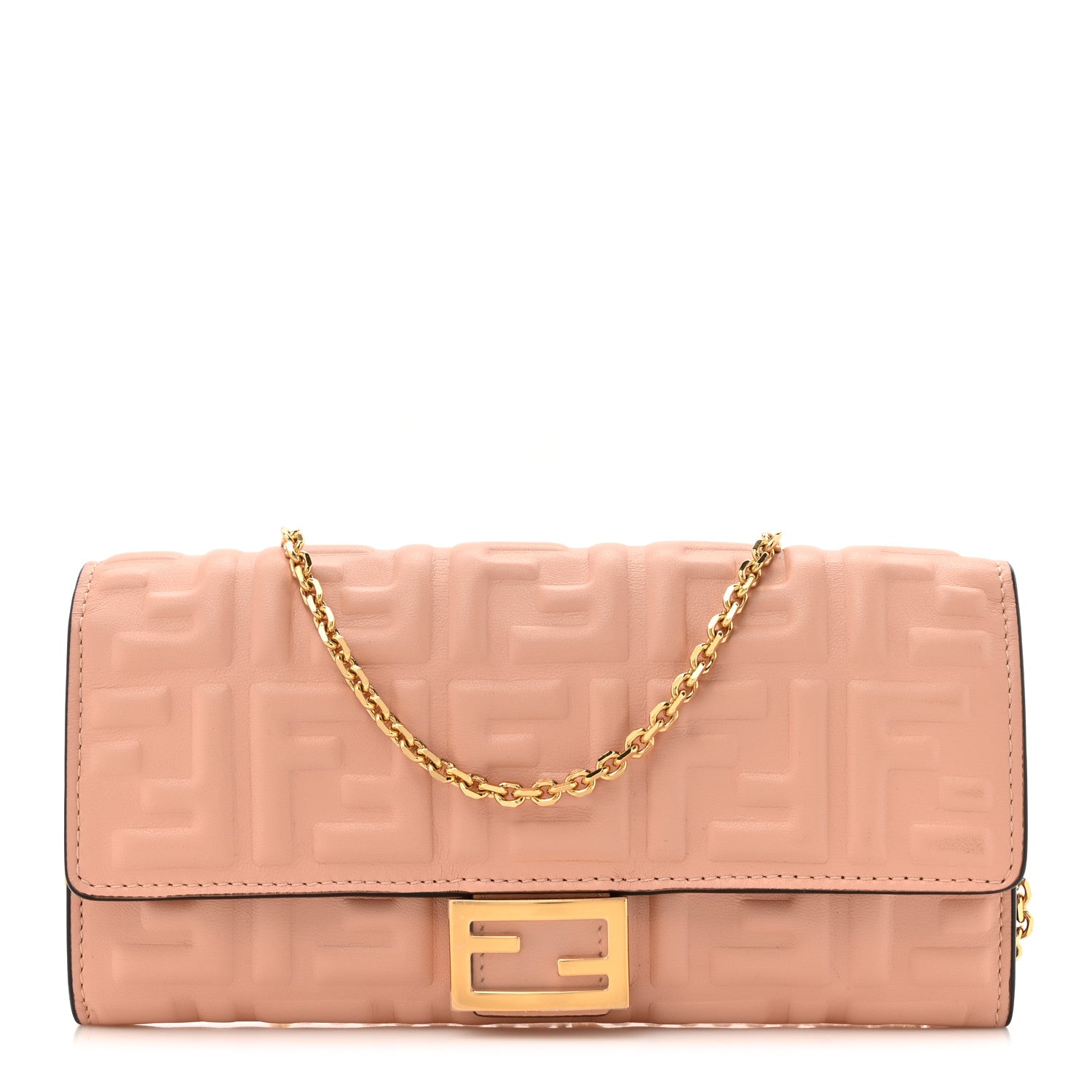 Nappa Matisse FF Embossed Continental Wallet On Chain Baby Pink