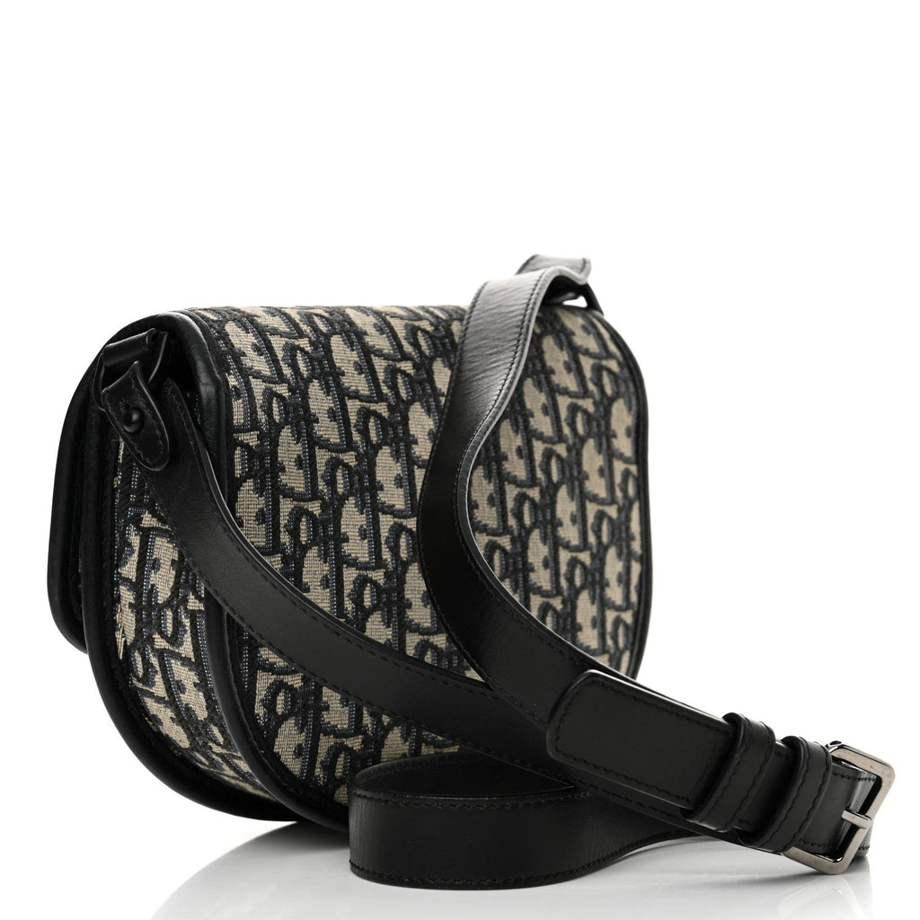 Oblique Grained Calfskin Mini Gallop Bag With Strap Black Beige