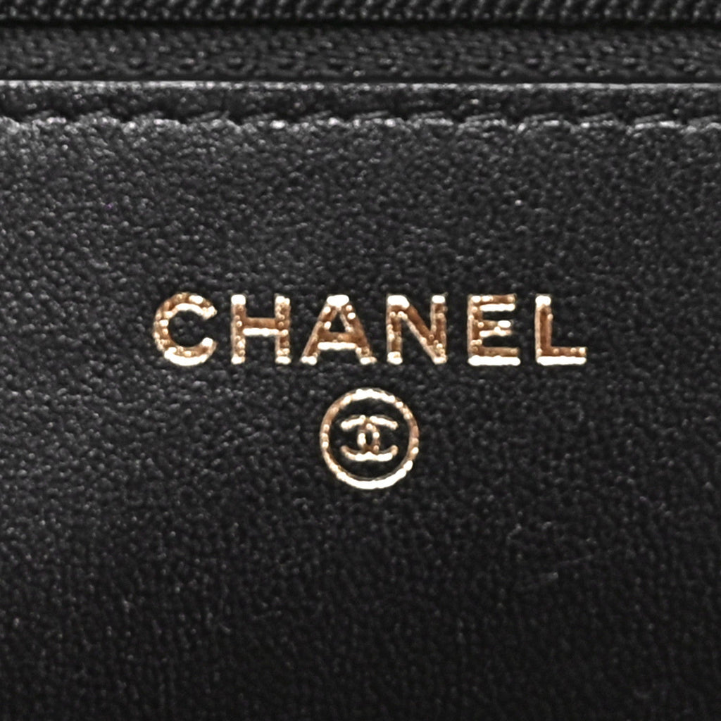 Lambskin Plexiglass Quilted Coco Love Wallet On Chain WOC Black