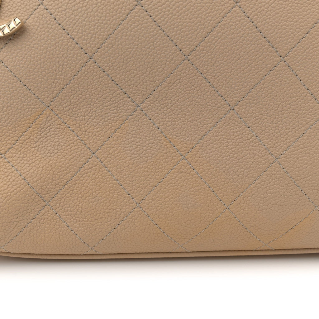 Caviar Stitched Shopping Tote Beige