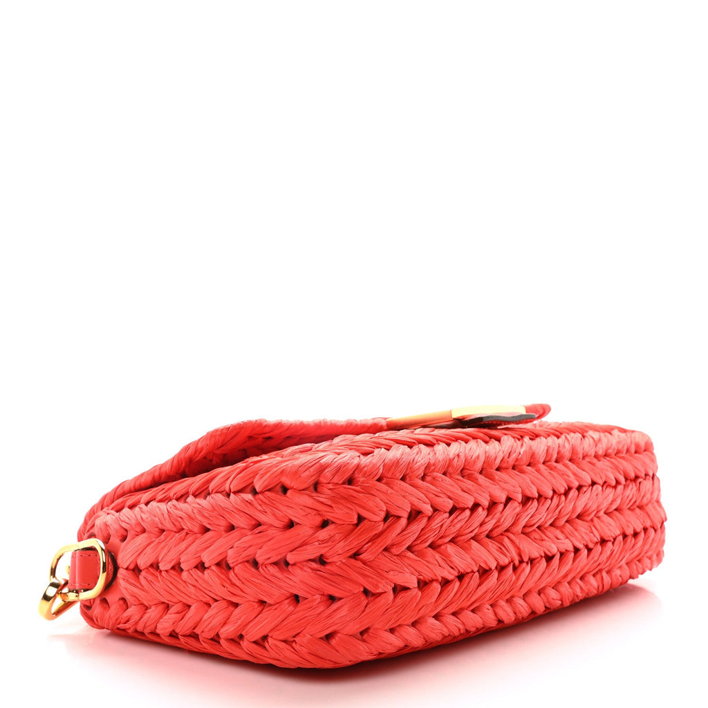 Paglia Vitello Grace FF Woven Baguette Lava