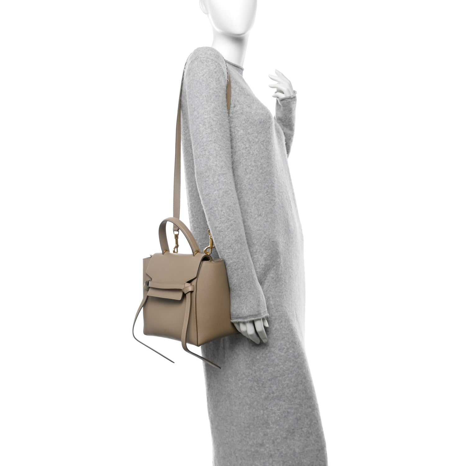 Grained Calfskin Micro Belt Bag Light Taupe