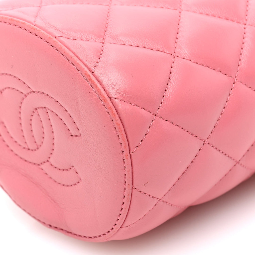 Lambskin Quilted Mini Crown Box Bag Pink