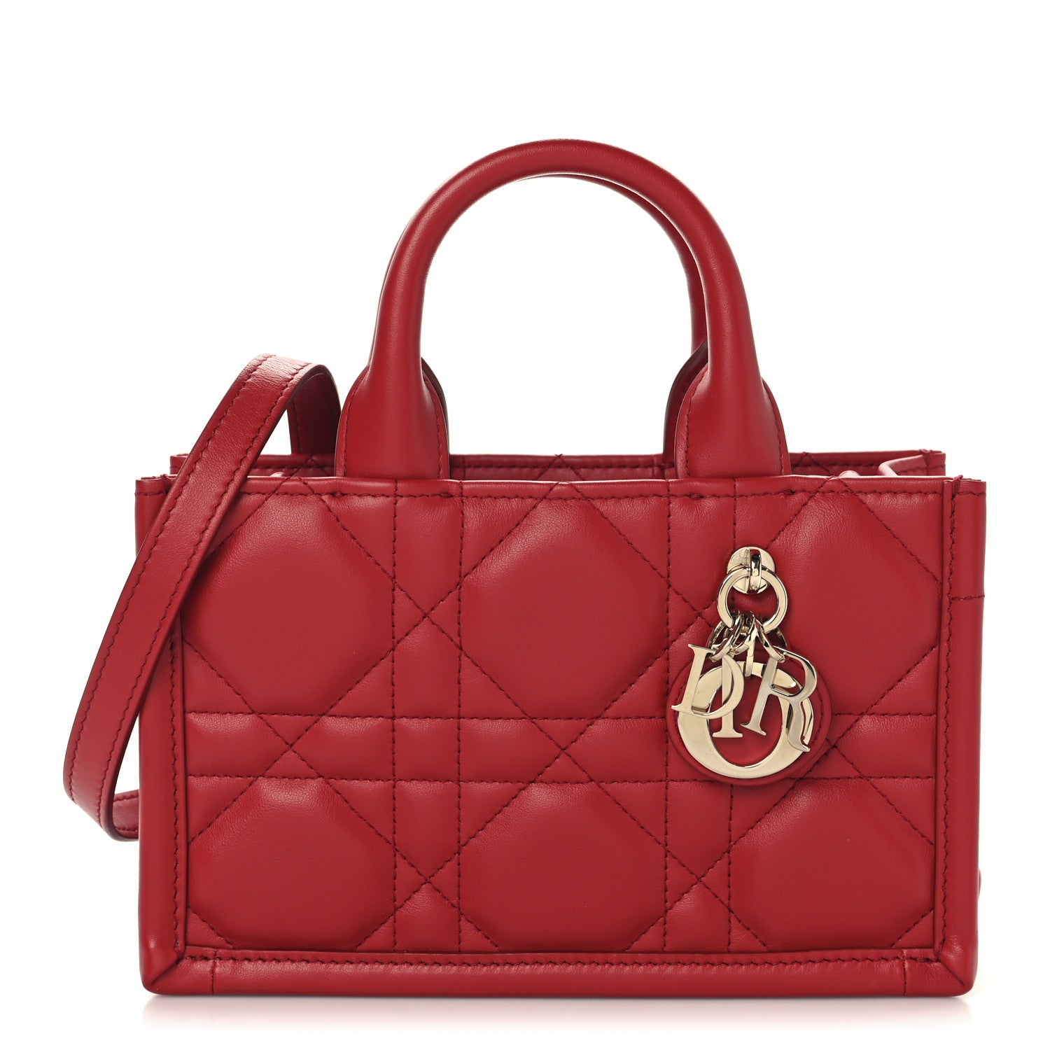 Calfskin Macrocannage Mini Book Tote Red