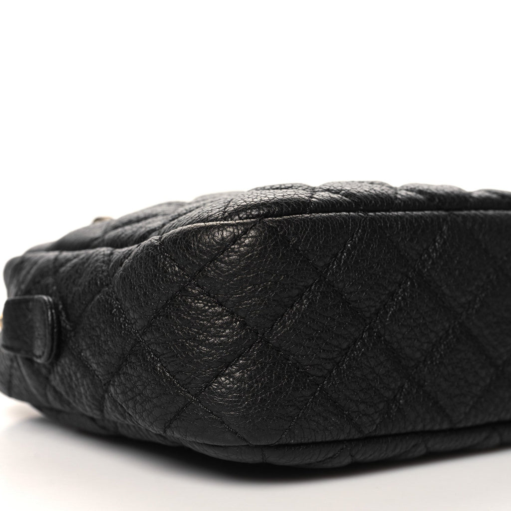 Calfskin Quilted Medium Camera Case Black