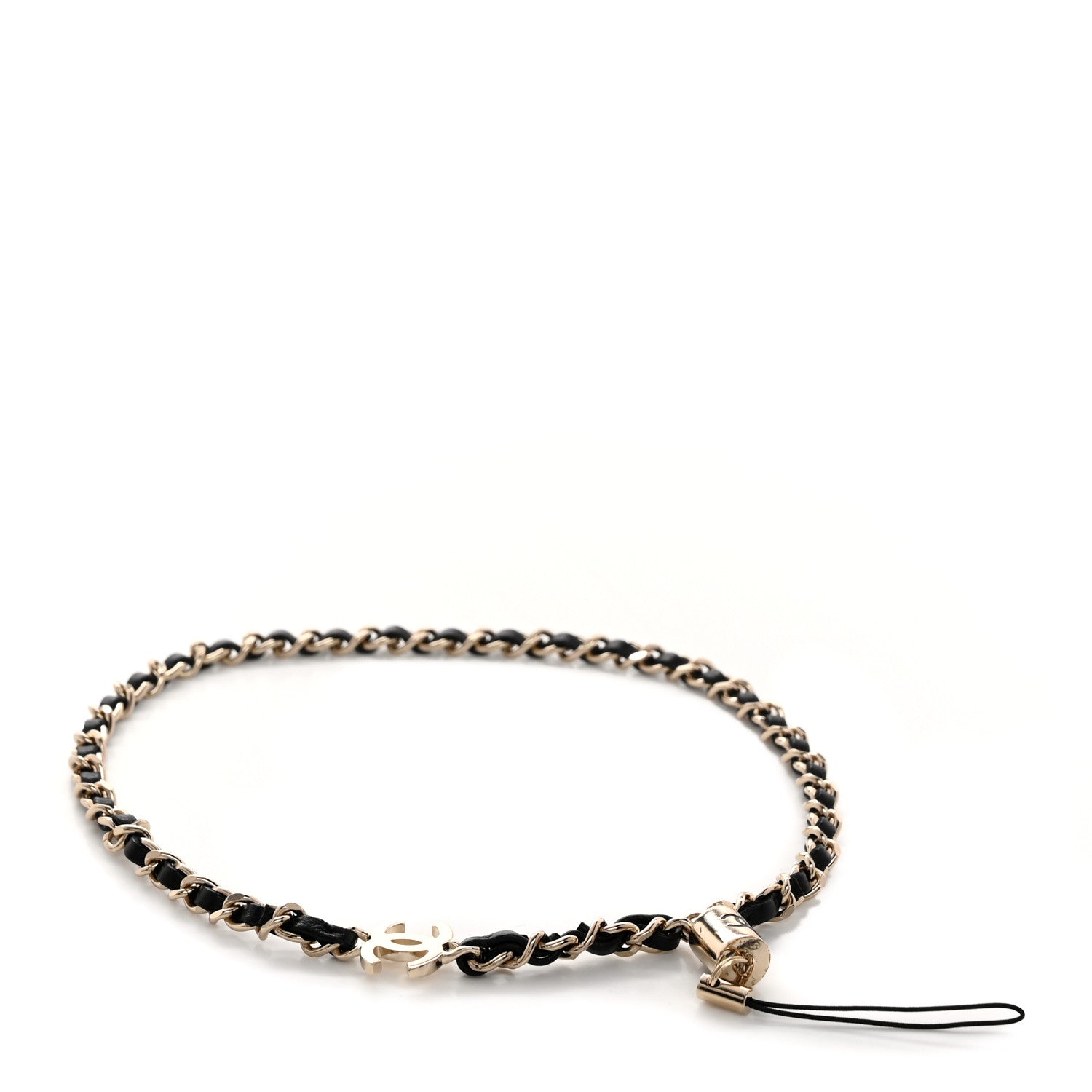 Metal Lambskin CC iPhone Chain Strap Gold Black