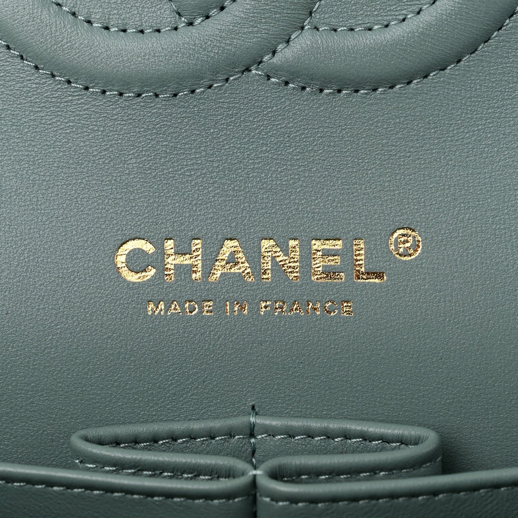 Caviar Quilted Medium Double Flap Light Blue