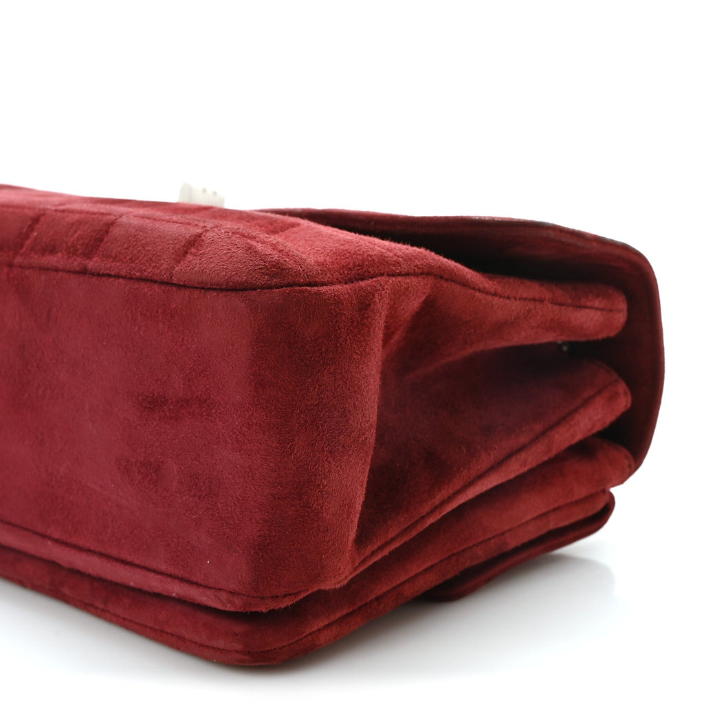 Suede Chocolate Bar Mademoiselle Flap Dark Red