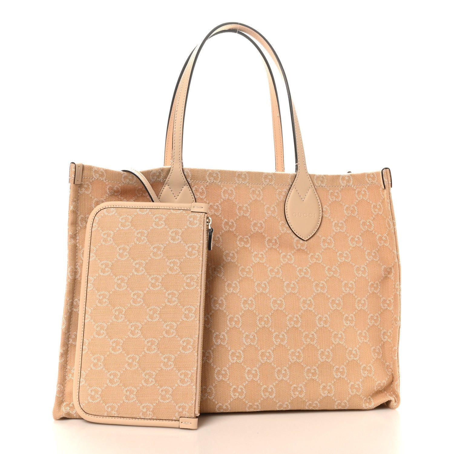 Denim Ophidia GG Monogram Large Tote Light Beige