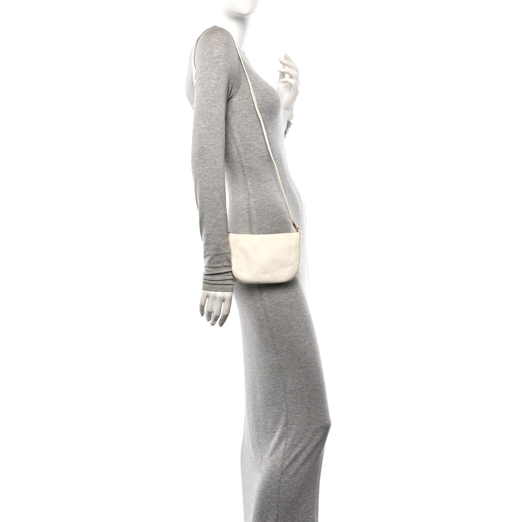 Soft Lambskin Mini Croissant Pouch Crossbody Bag White