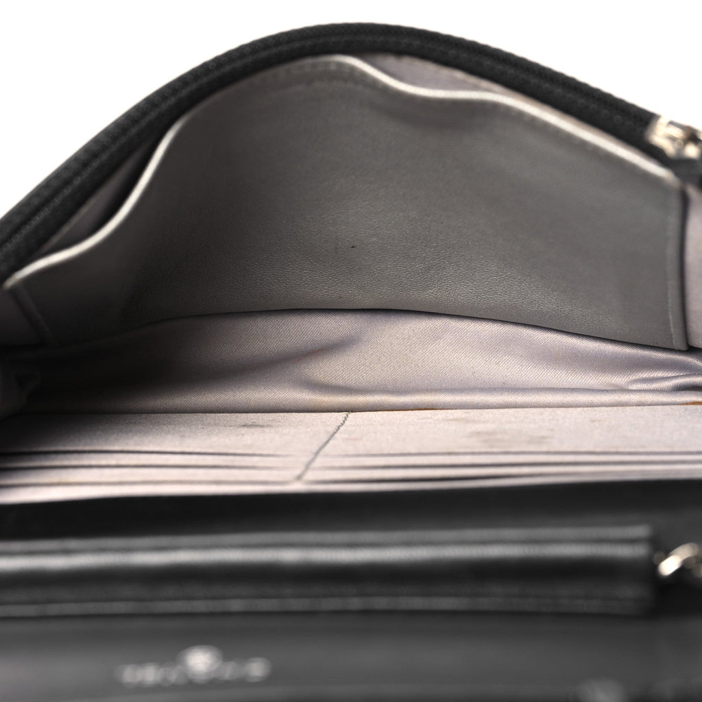 Lambskin Camellia Embossed Wallet On Chain WOC Black