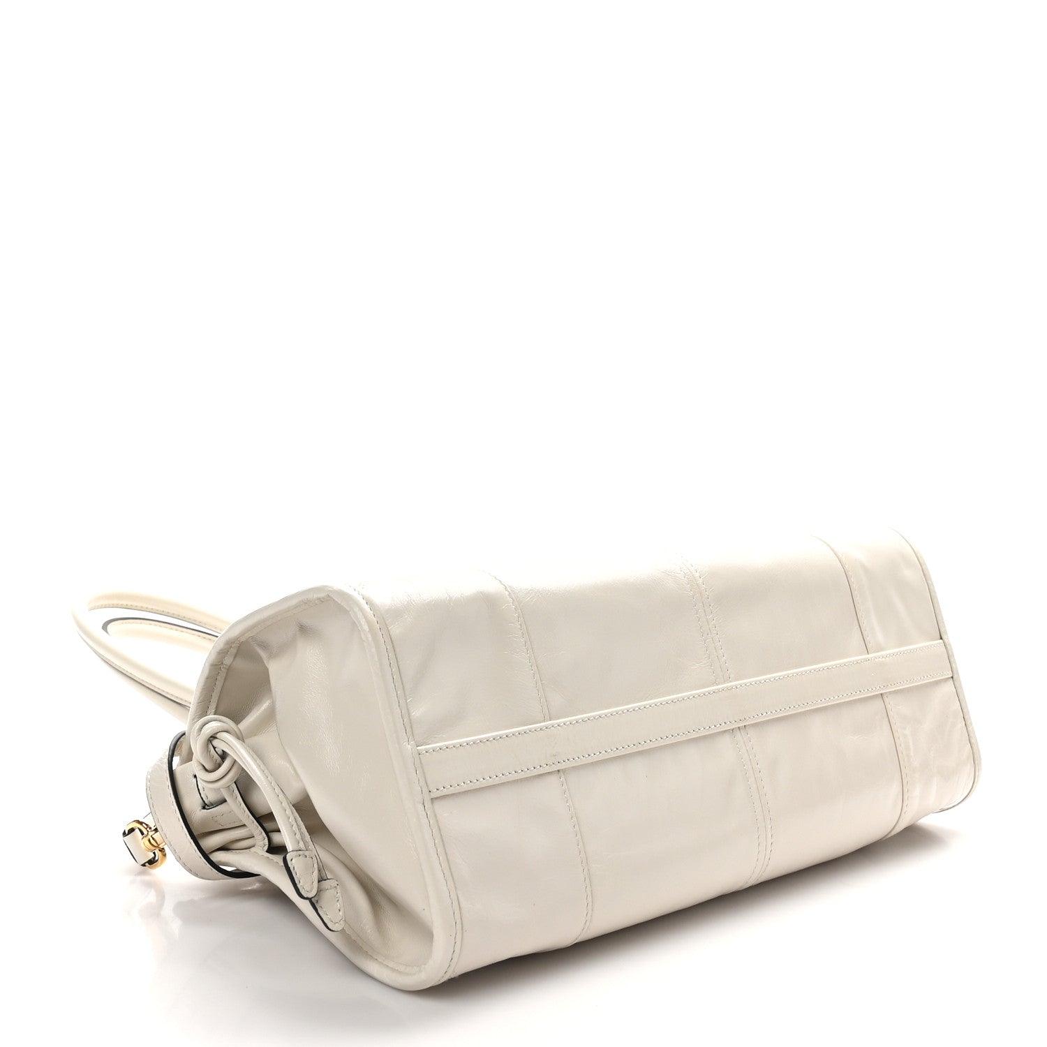 Glossy Calfskin Triangle Medium Bonnie Shoulder Bag White