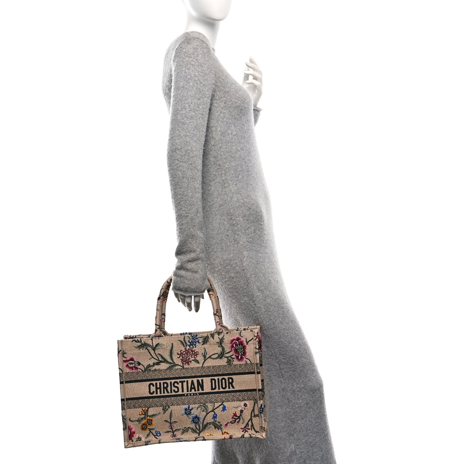 Raffia Embroidered Petites Fleurs Medium Book Tote Natural