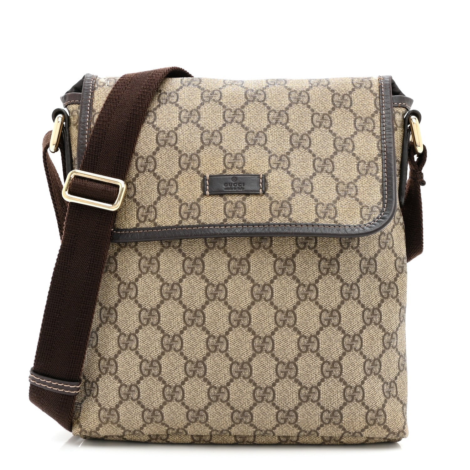 GG Plus Monogram Small Flap Messenger Bag Beige Dark Brown