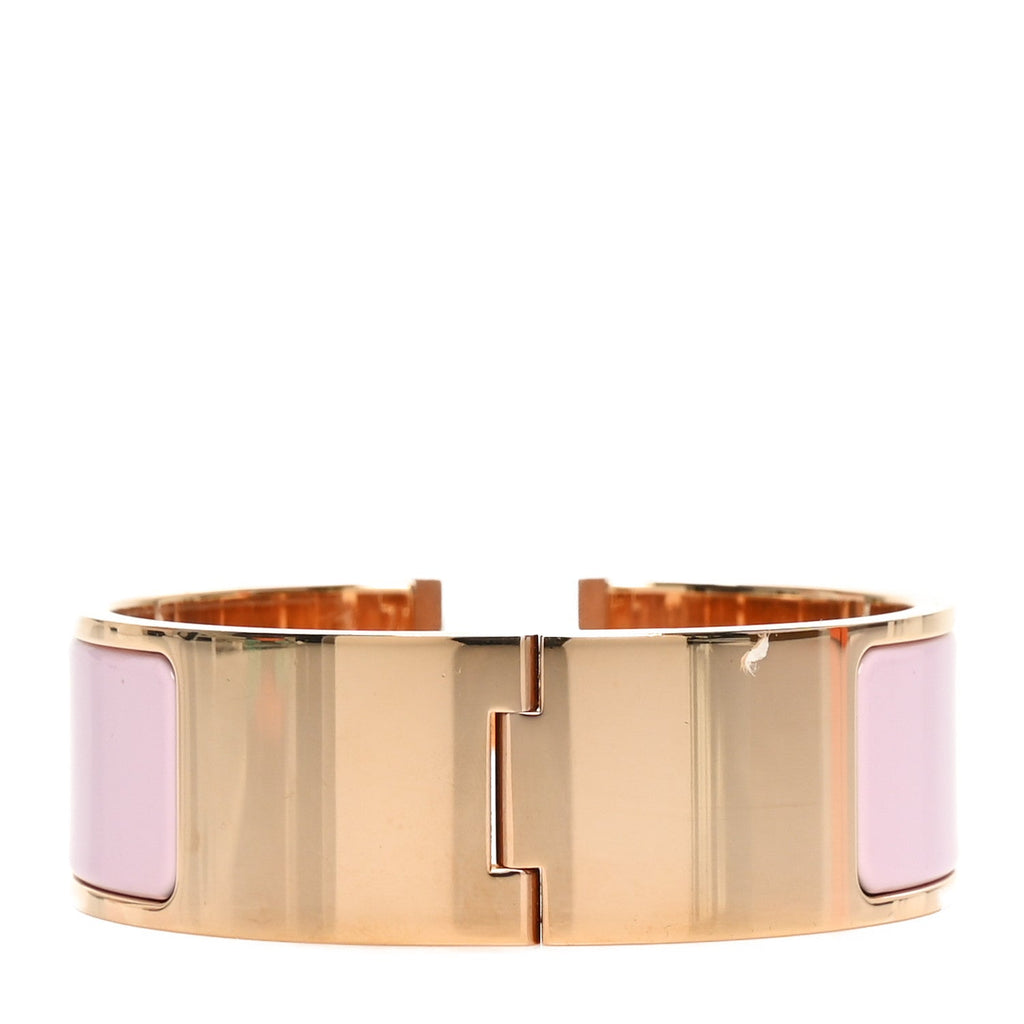 Enamel Wide Clic Clac H Bracelet PM Rose Dragee