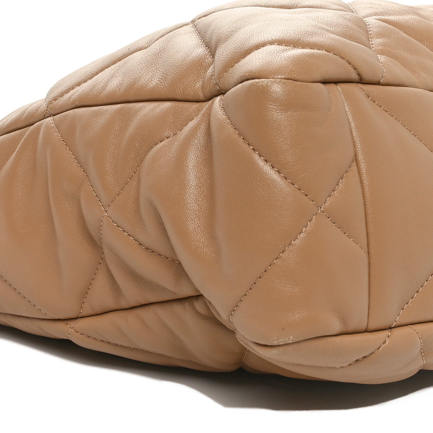 Lambskin Quilted Chanel 19 Shopping Bag Beige