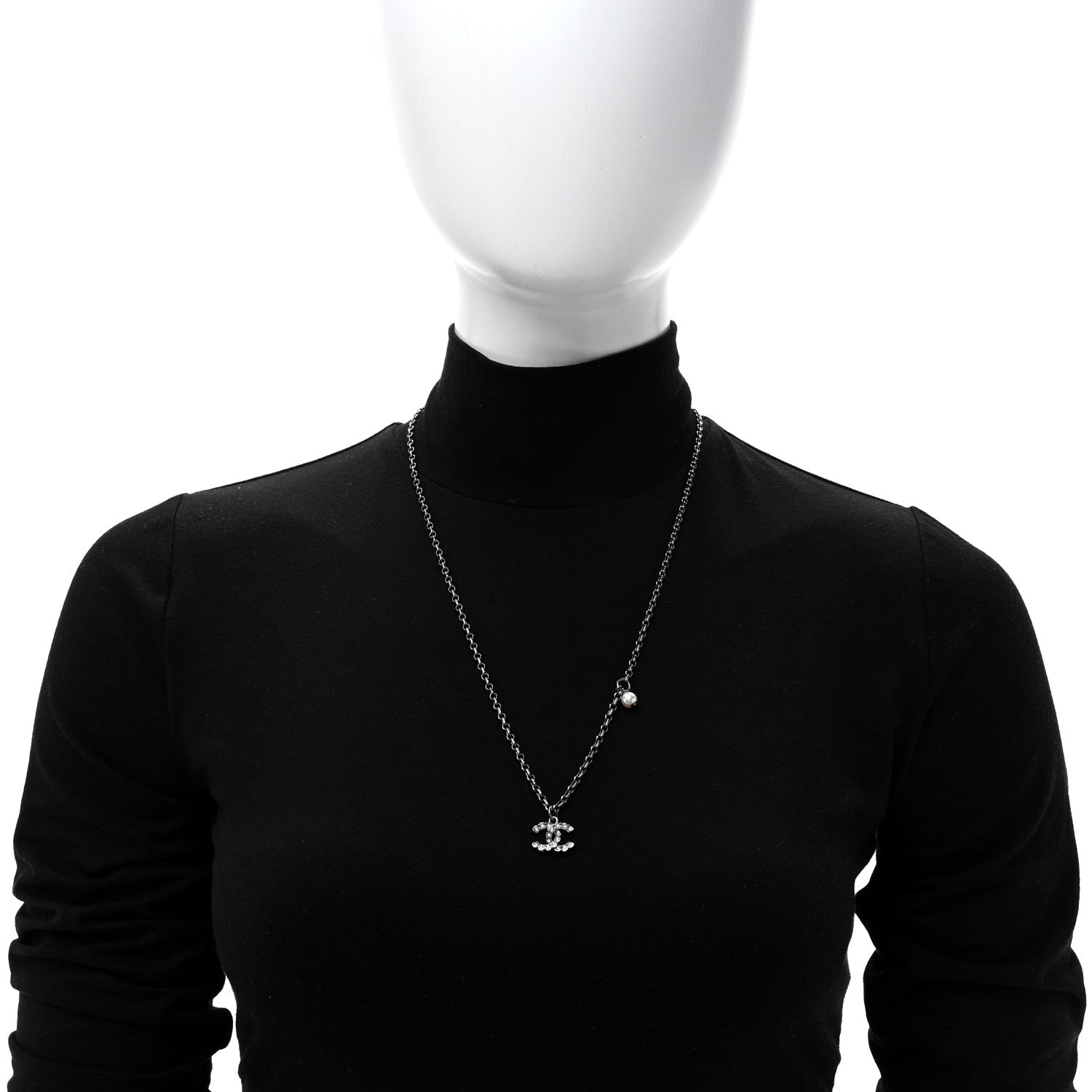 Crystal CC Pendant Necklace Silver
