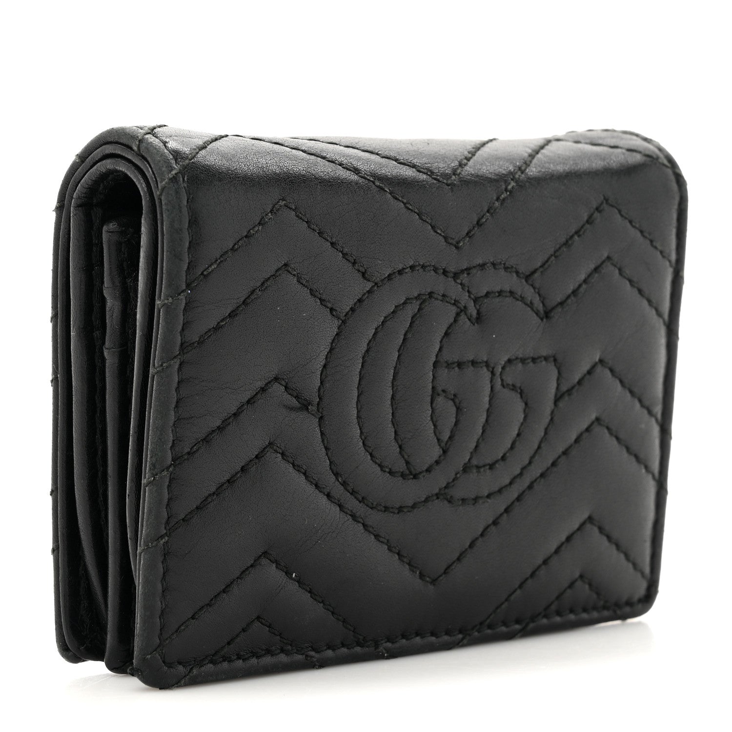 Calfskin Matelasse GG Marmont  Case Wallet Black